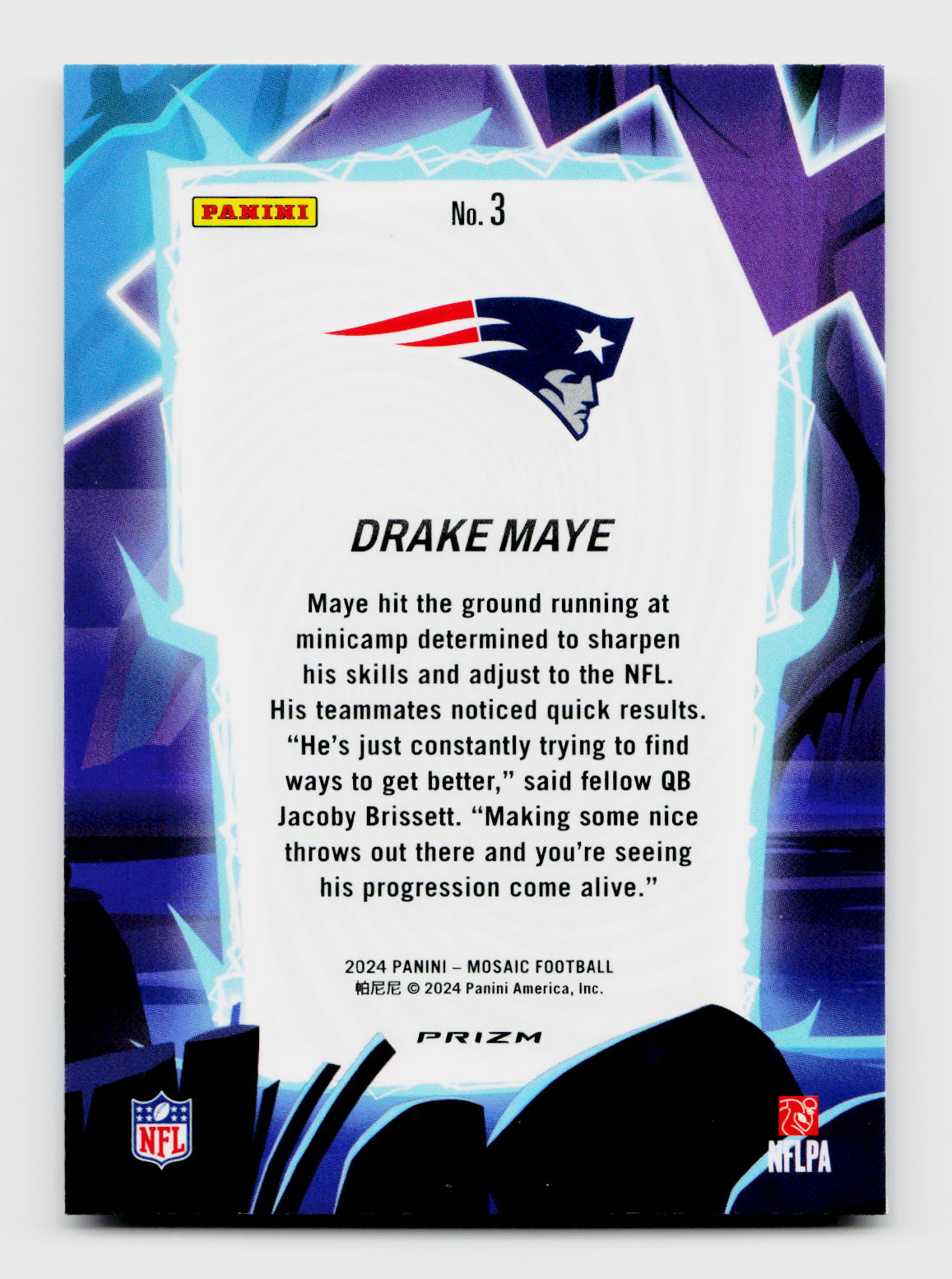2024 Mosaic #3 Drake Maye Rookie RC Storm