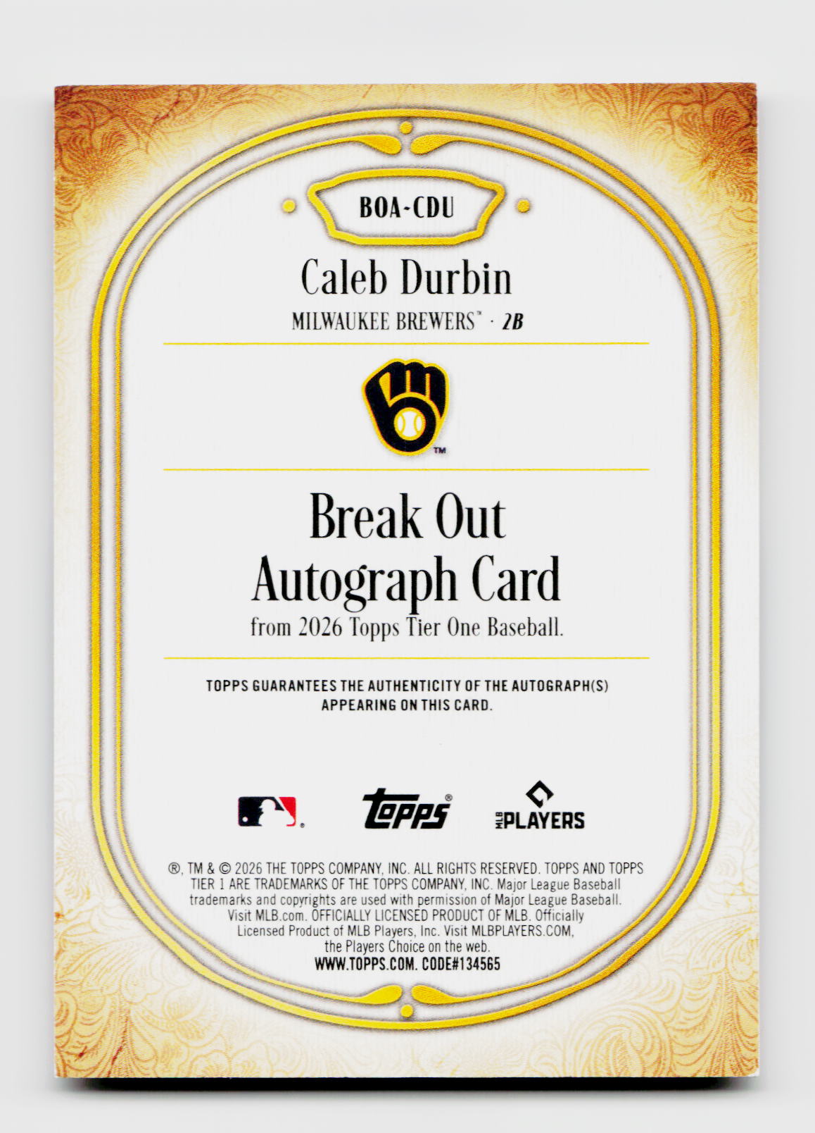 2026 Tier One Caleb Durbin Breakout Auto /299