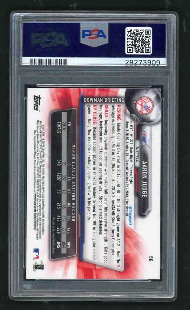 2017 Bowman Chrome Aaron Judge #56A PSA 10