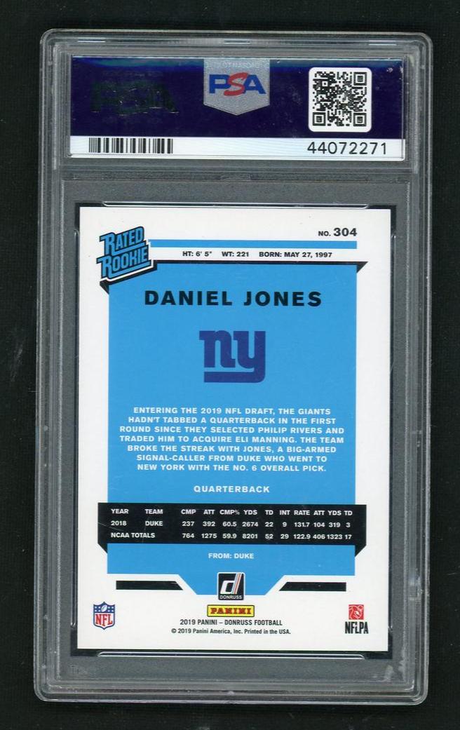 2019 Panini Donruss Stat Line Season Daniel Jones #304 /500 PSA 9