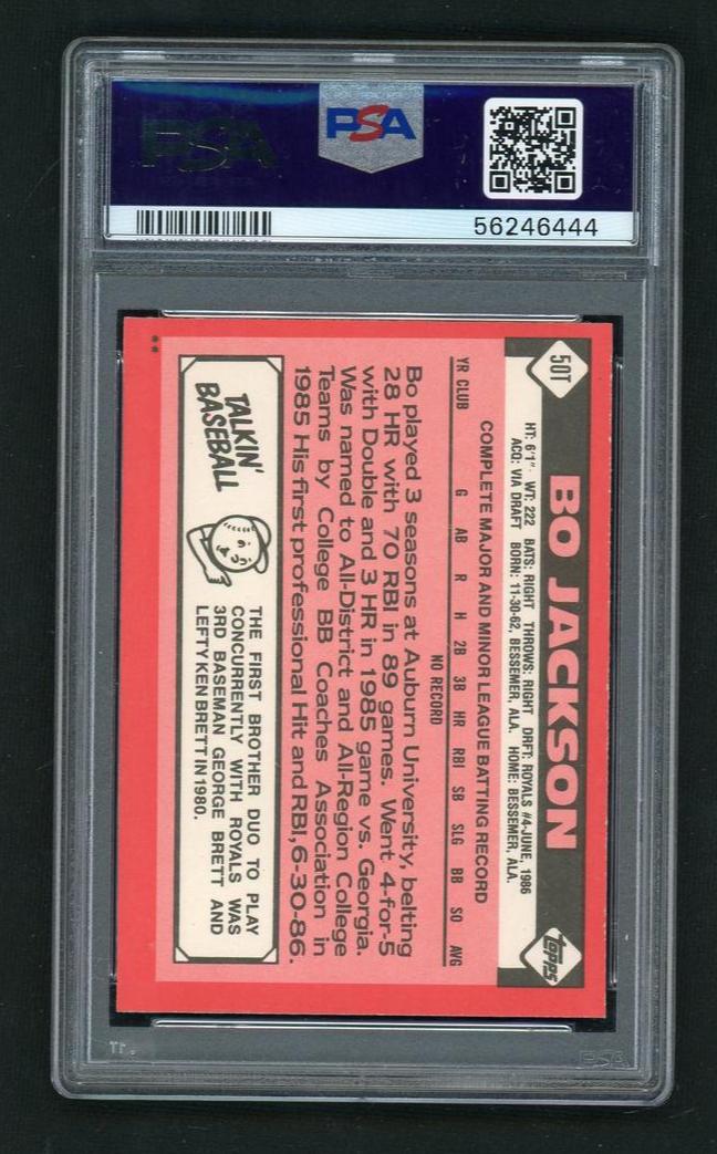 1986 Topps Traded Bo Jackson #50T PSA 8