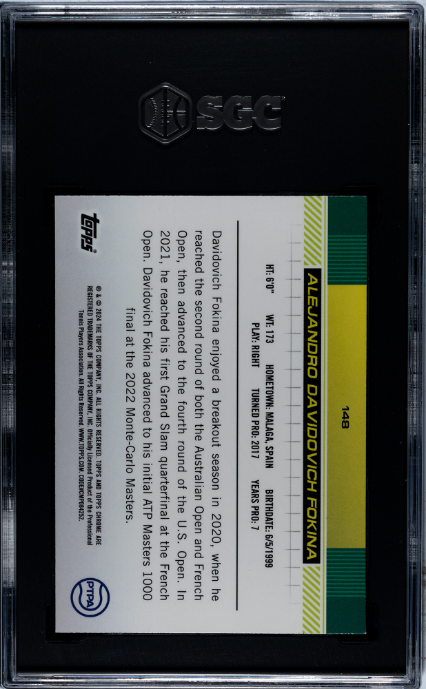 2024 Topps Chrome Alejandro Davidovich Fokina #148 Green Refractor /99 SGC 9.5