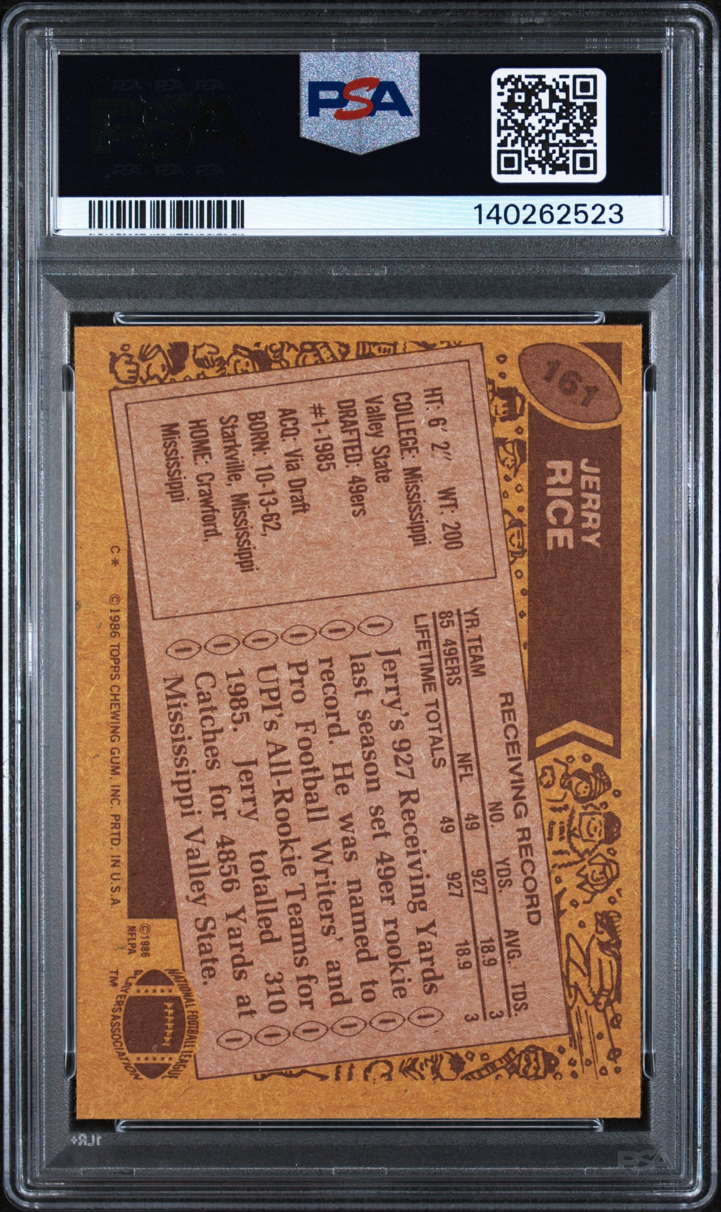 1986 Topps Jerry Rice #161 PSA 6