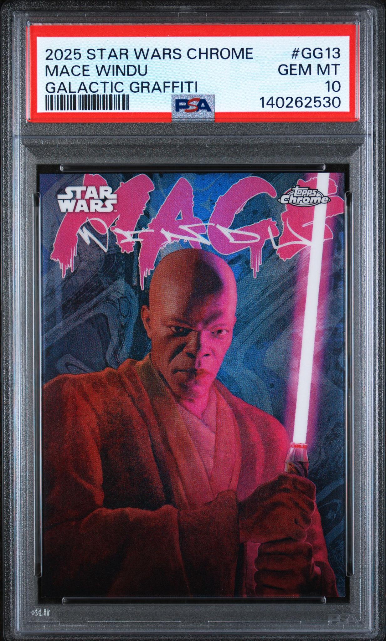2025 Topps Chrome Star Wars Galactic Graffiti Mace Windu #GG13 PSA 10