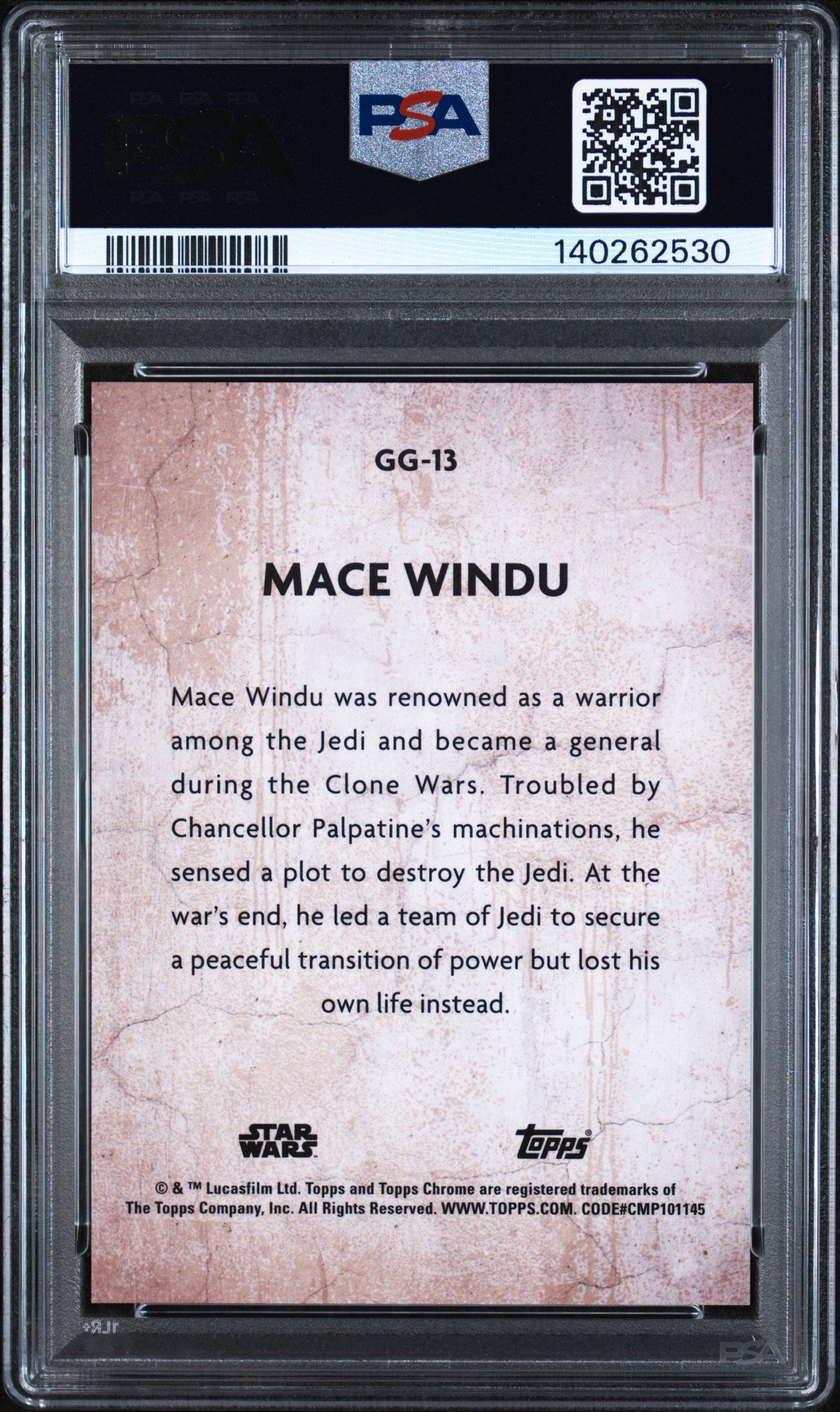 2025 Topps Chrome Star Wars Galactic Graffiti Mace Windu #GG13 PSA 10
