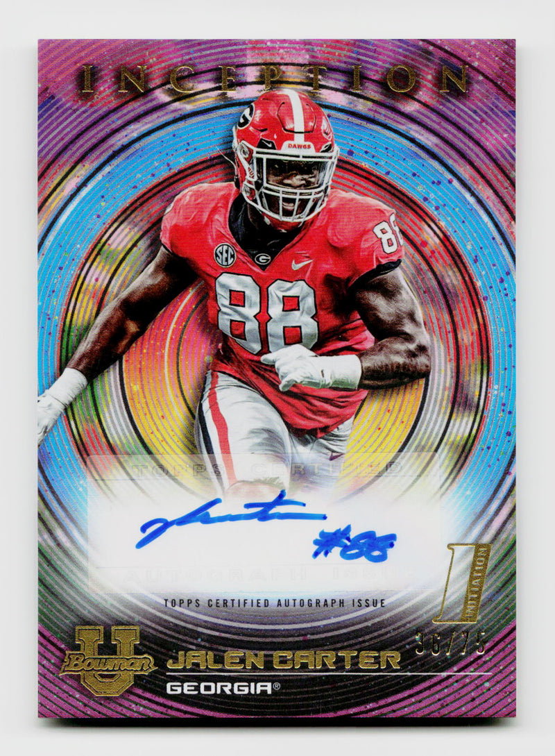 2022-23 Bowman U Inception #BIA-JCR Jalen Carter Pink Initiation Auto /75