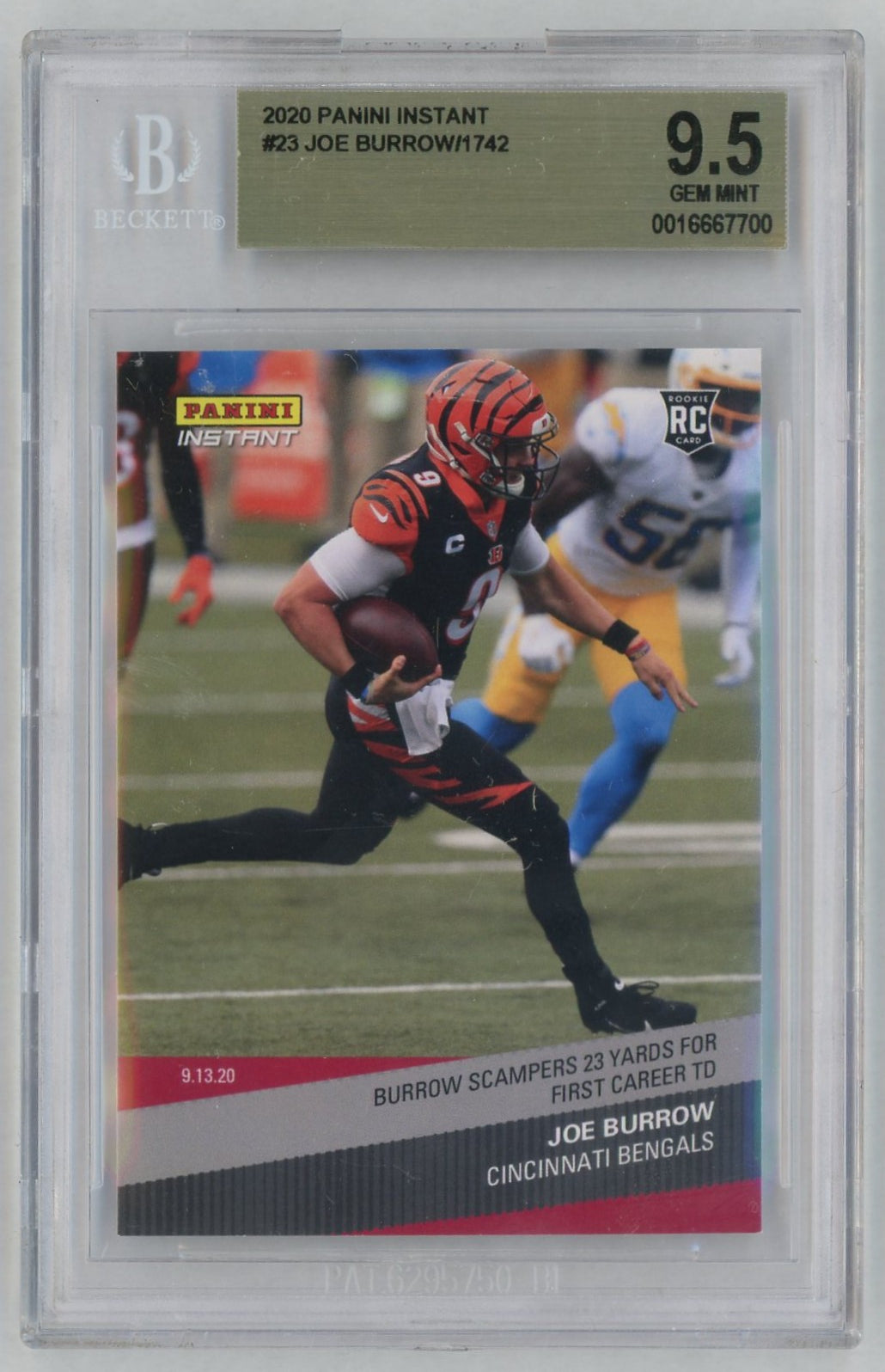 2020 Panini Instant #23 Joe Burrow First TD Rookie RC /1742 BGS 10