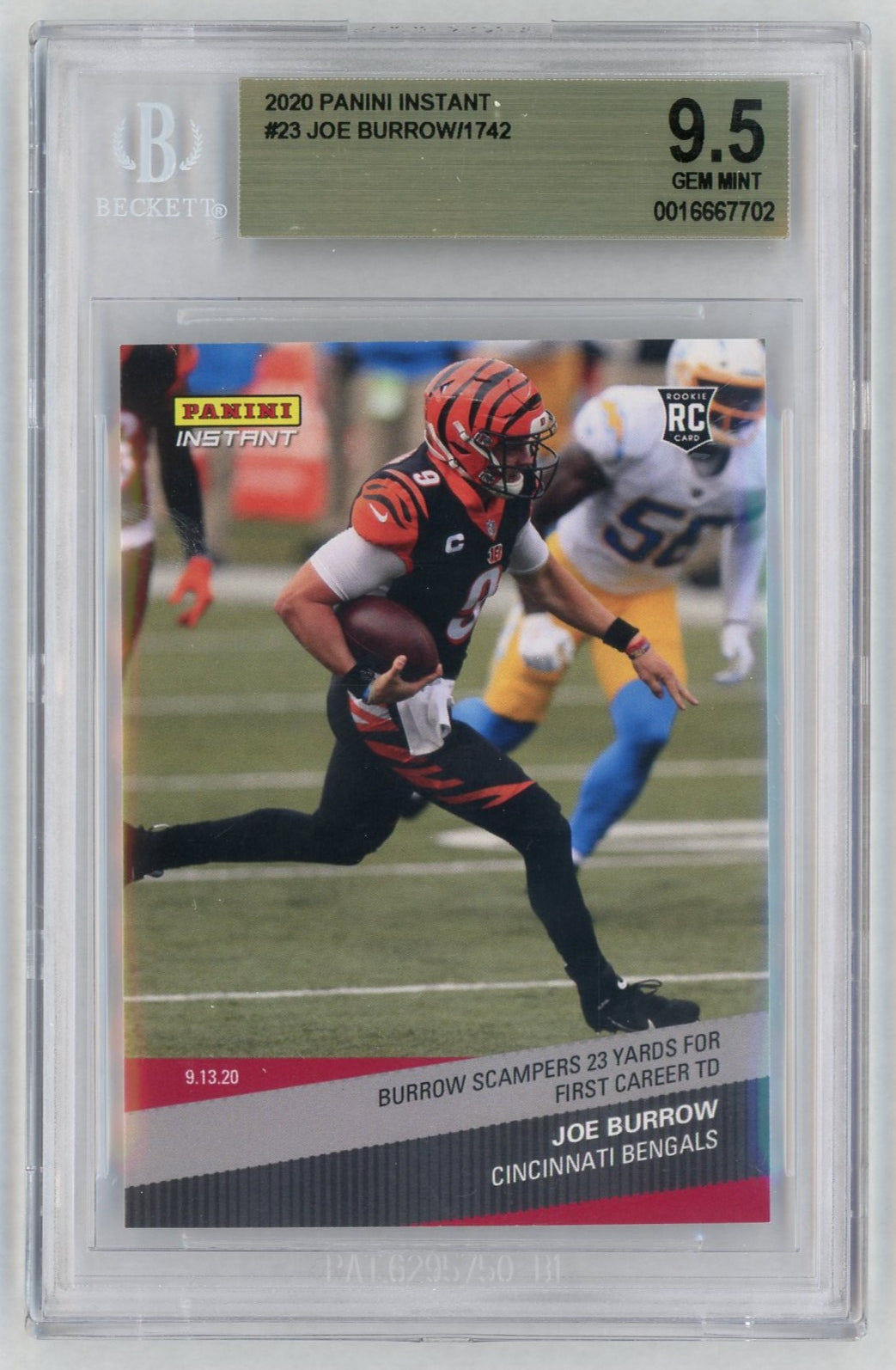2020 Panini Instant #23 Joe Burrow First TD Rookie RC /1742 BGS 10
