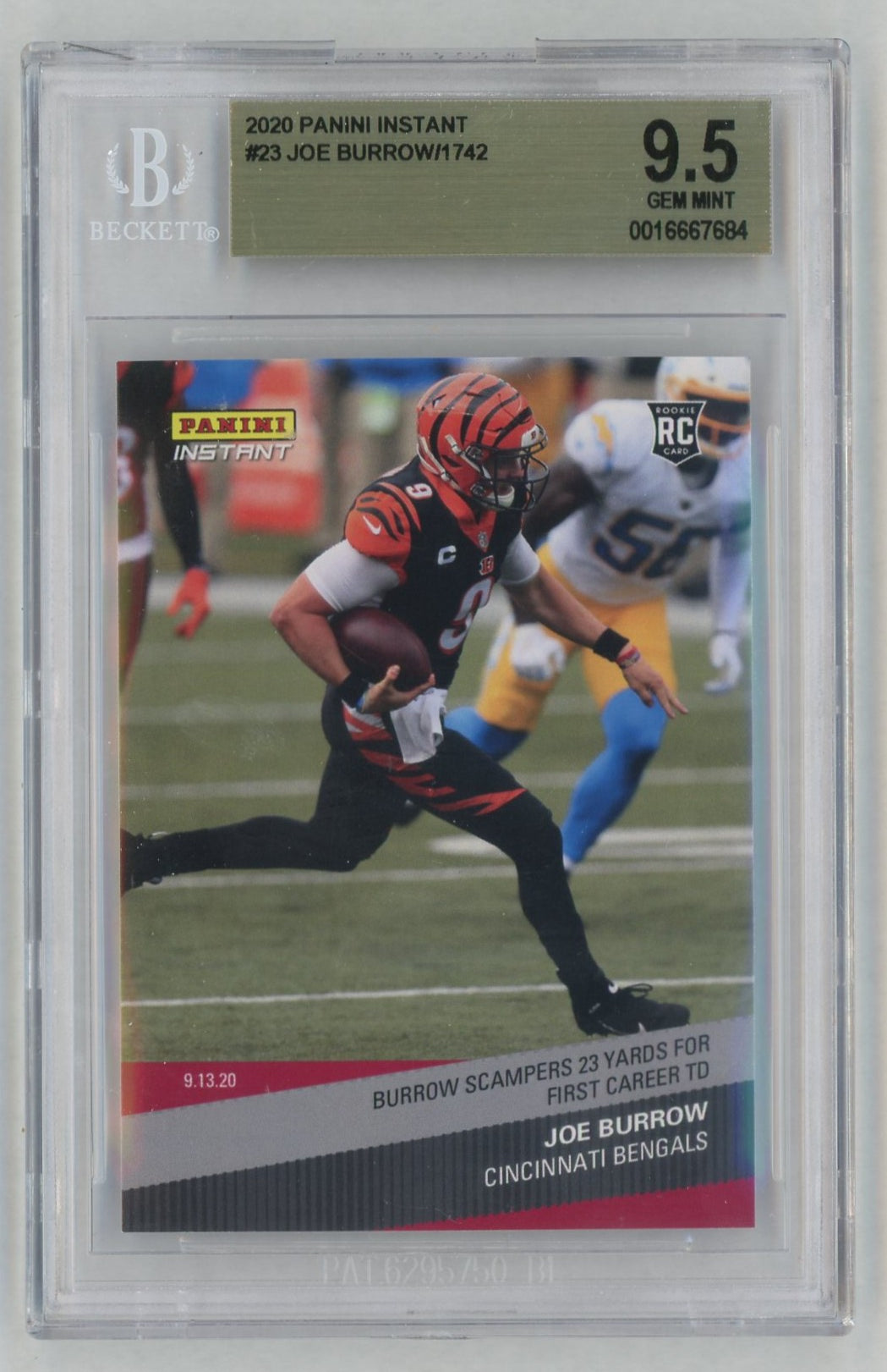 2020 Panini Instant #23 Joe Burrow First TD Rookie RC /1742 BGS 10