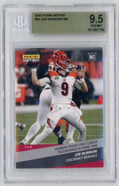 2020 Panini Instant #24 Joe Burrow Rookie RC Prime Time /1381 BGS 9.5