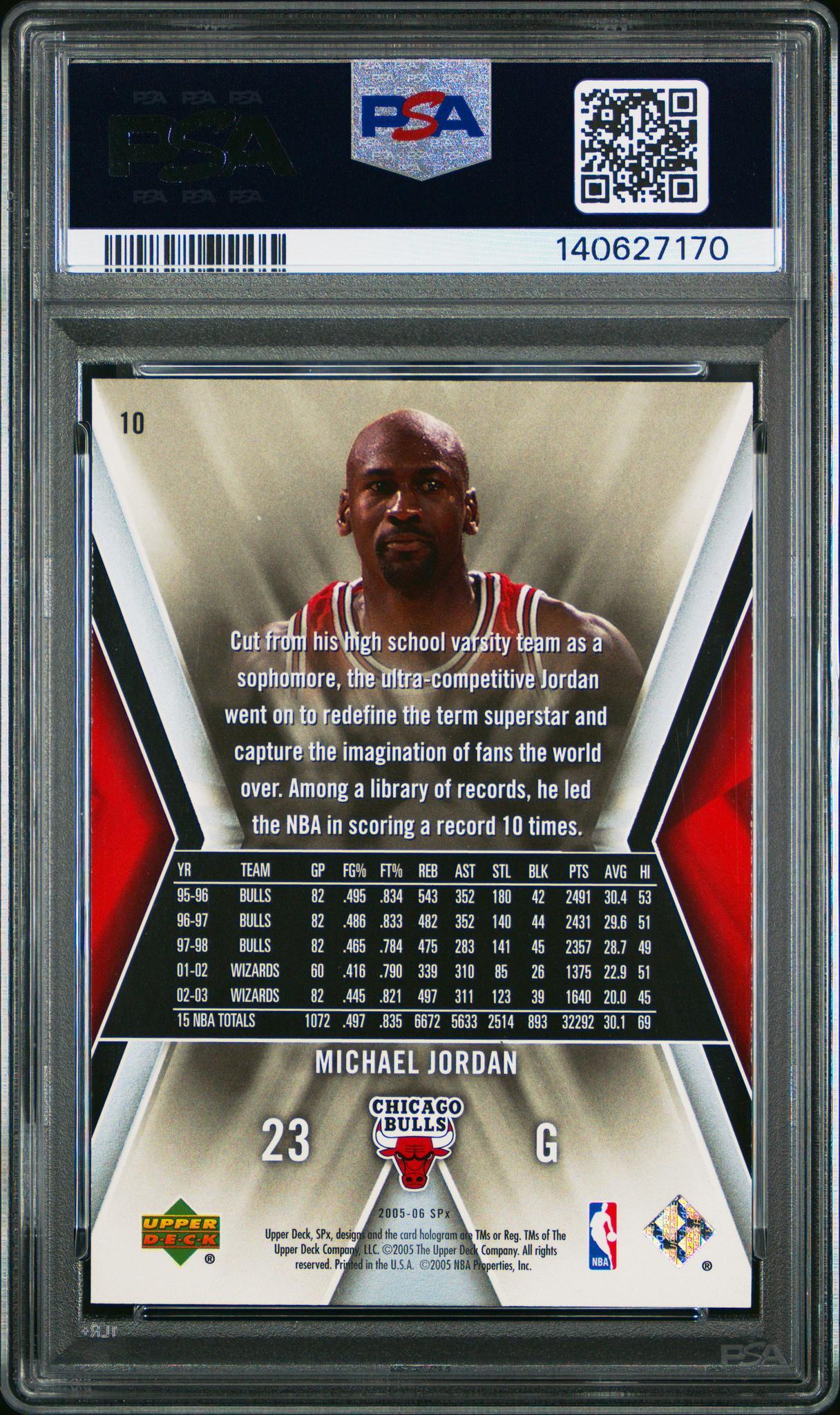 2005 Spx Michael Jordan #10 PSA 7