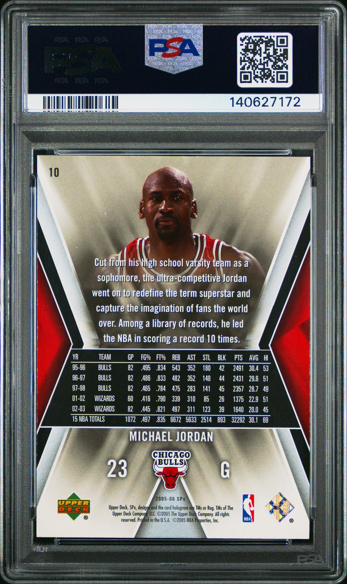 2005 Spx Michael Jordan #10 PSA 6