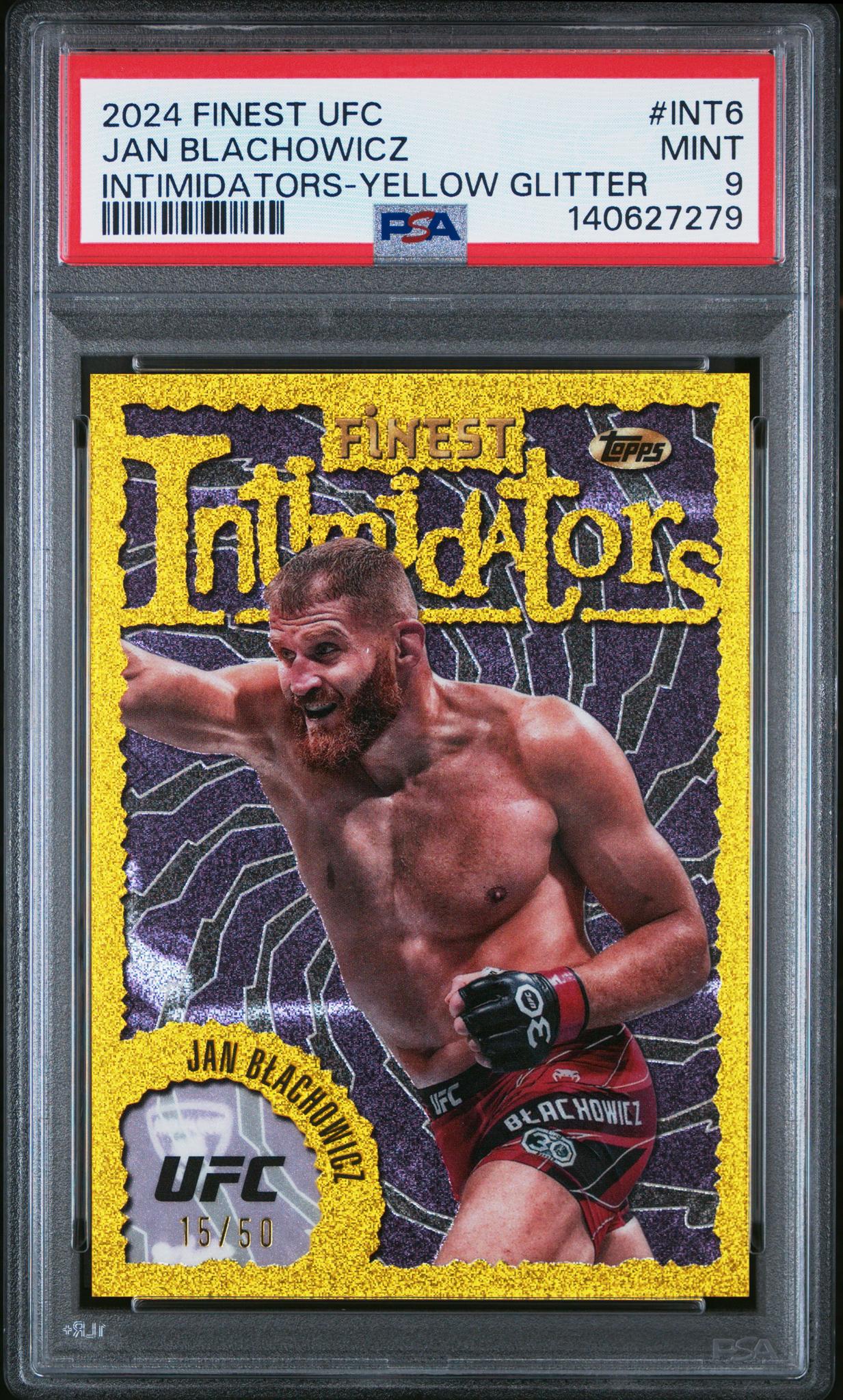 2024 Topps Finest UFC Intimidators Yellow Glitter Jan Blachowicz #INT6 /50 PSA 9