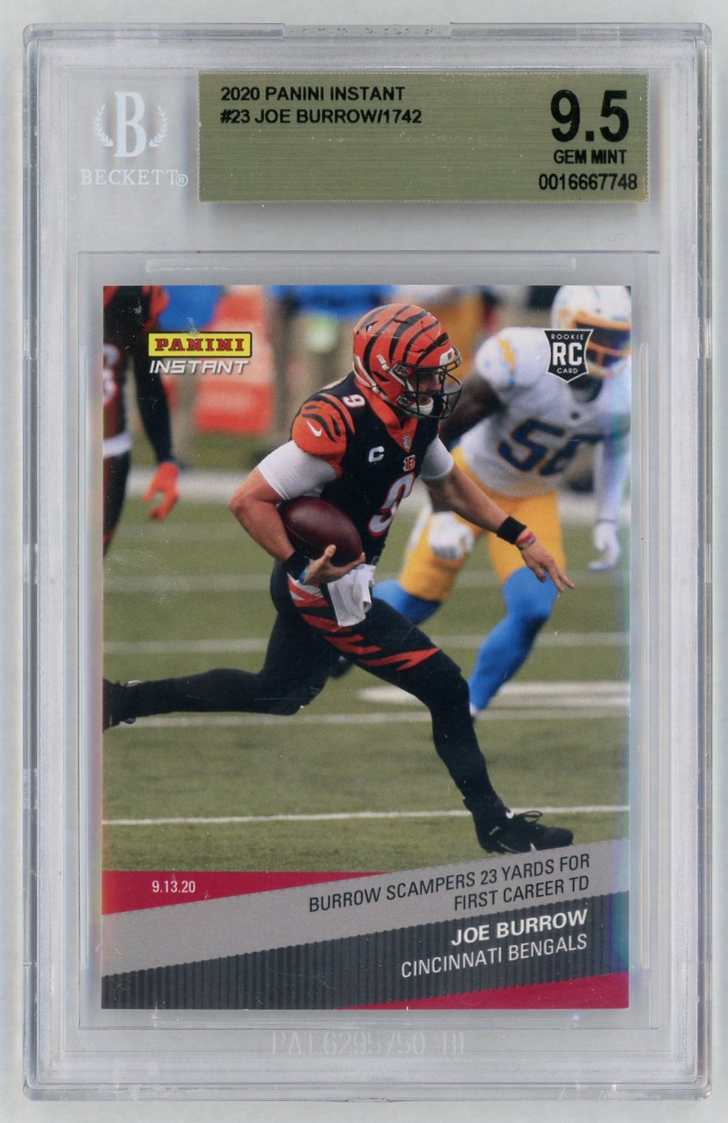 2020 Panini Instant #23 Joe Burrow First TD Rookie RC /1742 BGS 10