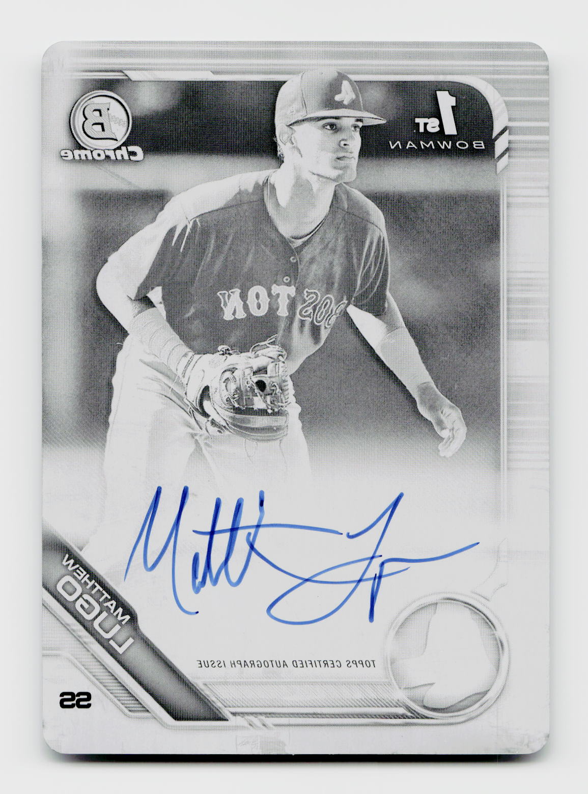2019 Bowman Chrome Matthew Lugo 1/1 1st Black Auto Printing Plate