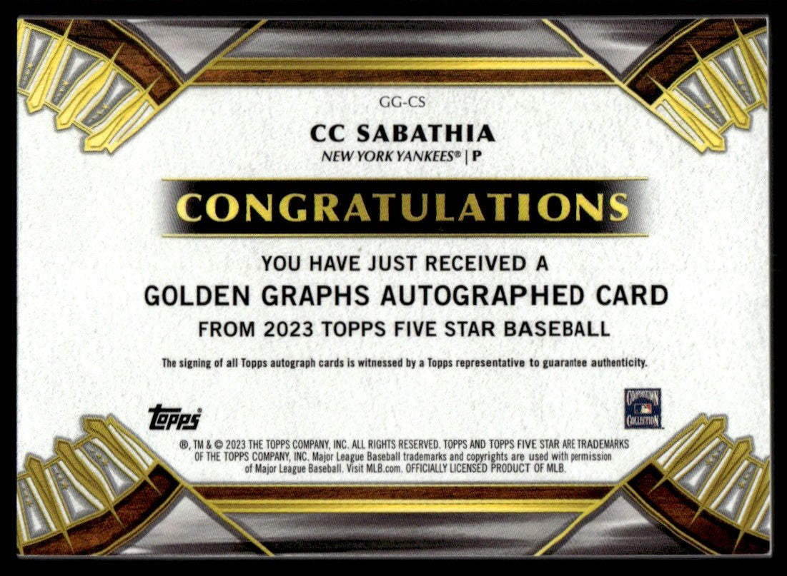 2023 Five Star CC Sabathia Golden Graphs Auto /30