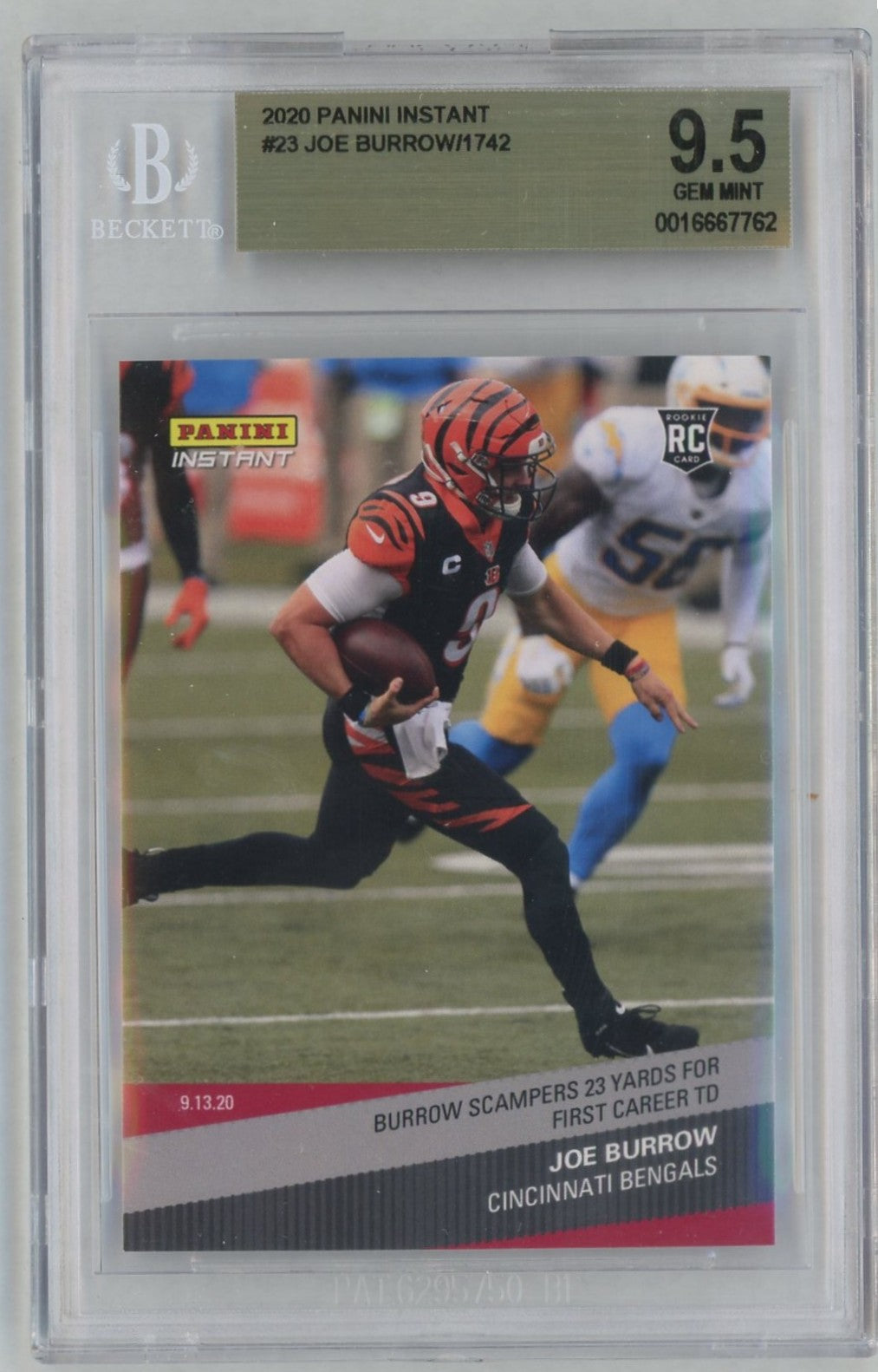 2020 Panini Instant #23 Joe Burrow First TD Rookie RC /1742 BGS 10