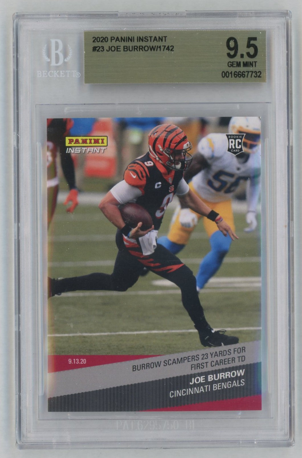 2020 Panini Instant NFL Joe Burrow #23 /1742 BGS 9.5
