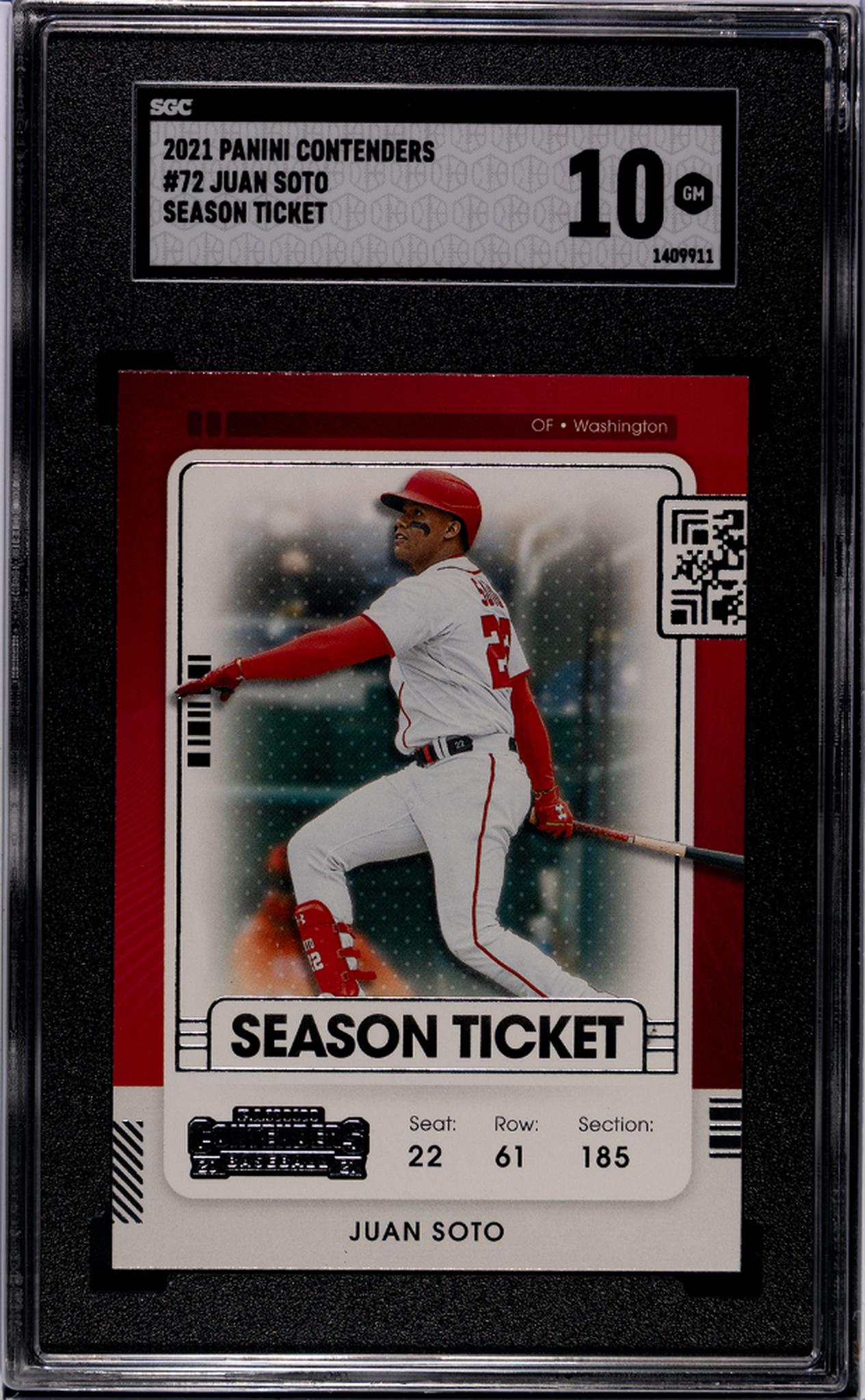 2021 Contenders #72 Juan Soto Season Ticket SGC 10