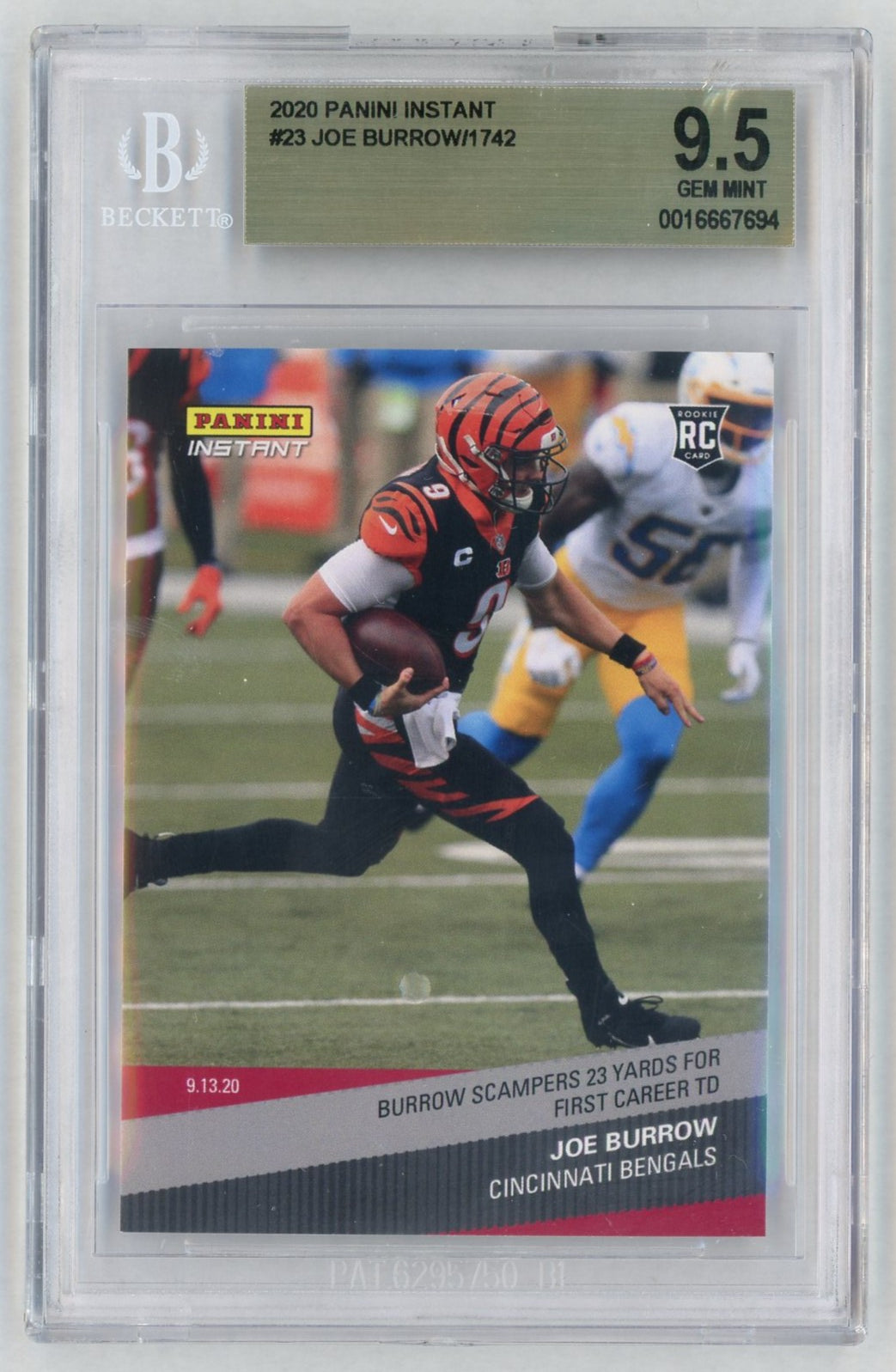 2020 Panini Instant #23 Joe Burrow First TD Rookie RC /1742 BGS 10