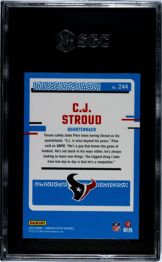 2023 Panini Donruss Optic #244 C.J. Stroud Rookie SGC 9.5 MT+ Texans