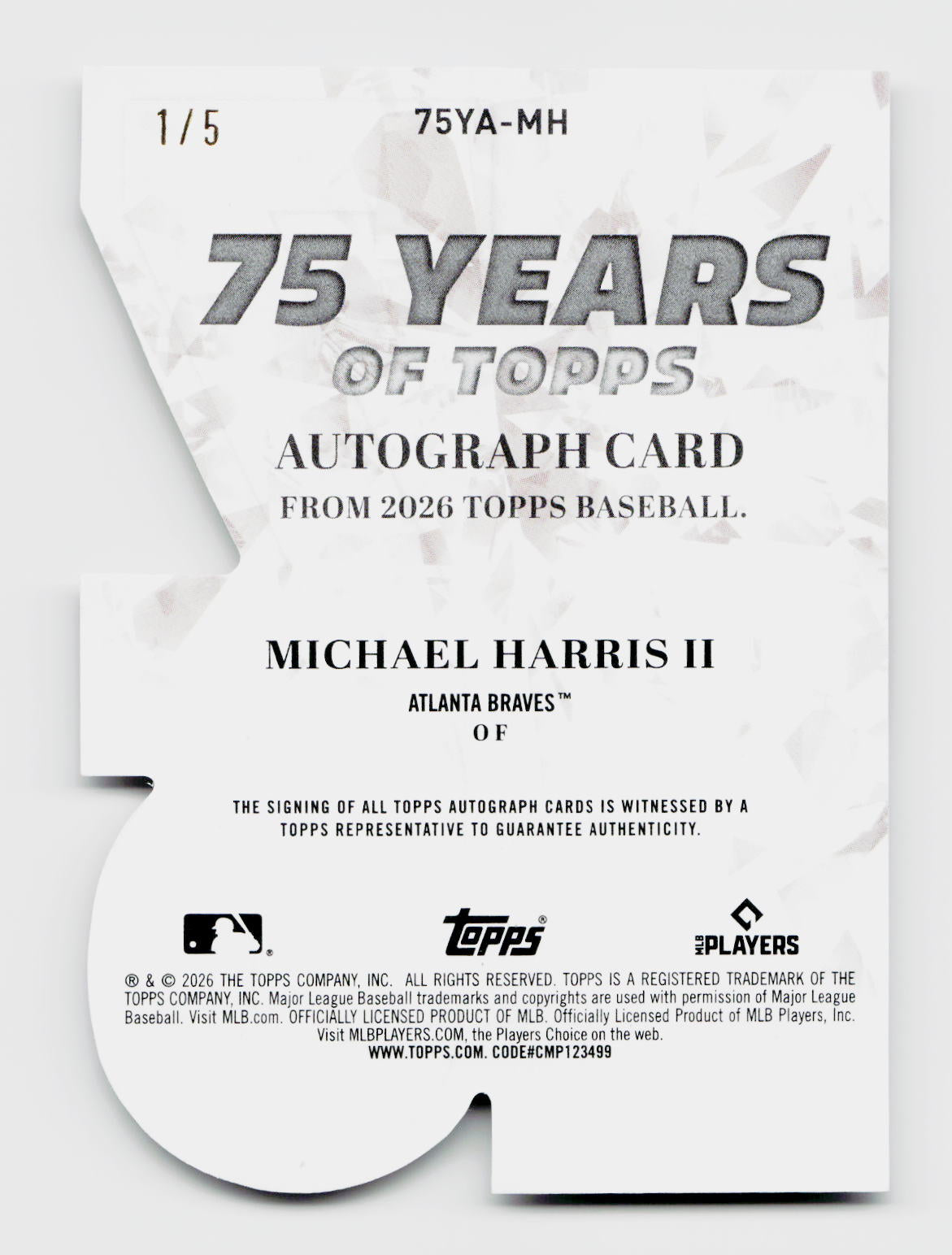 2026 Topps Michael Harris II 75 Years Auto Red Die-Cut SSP /5