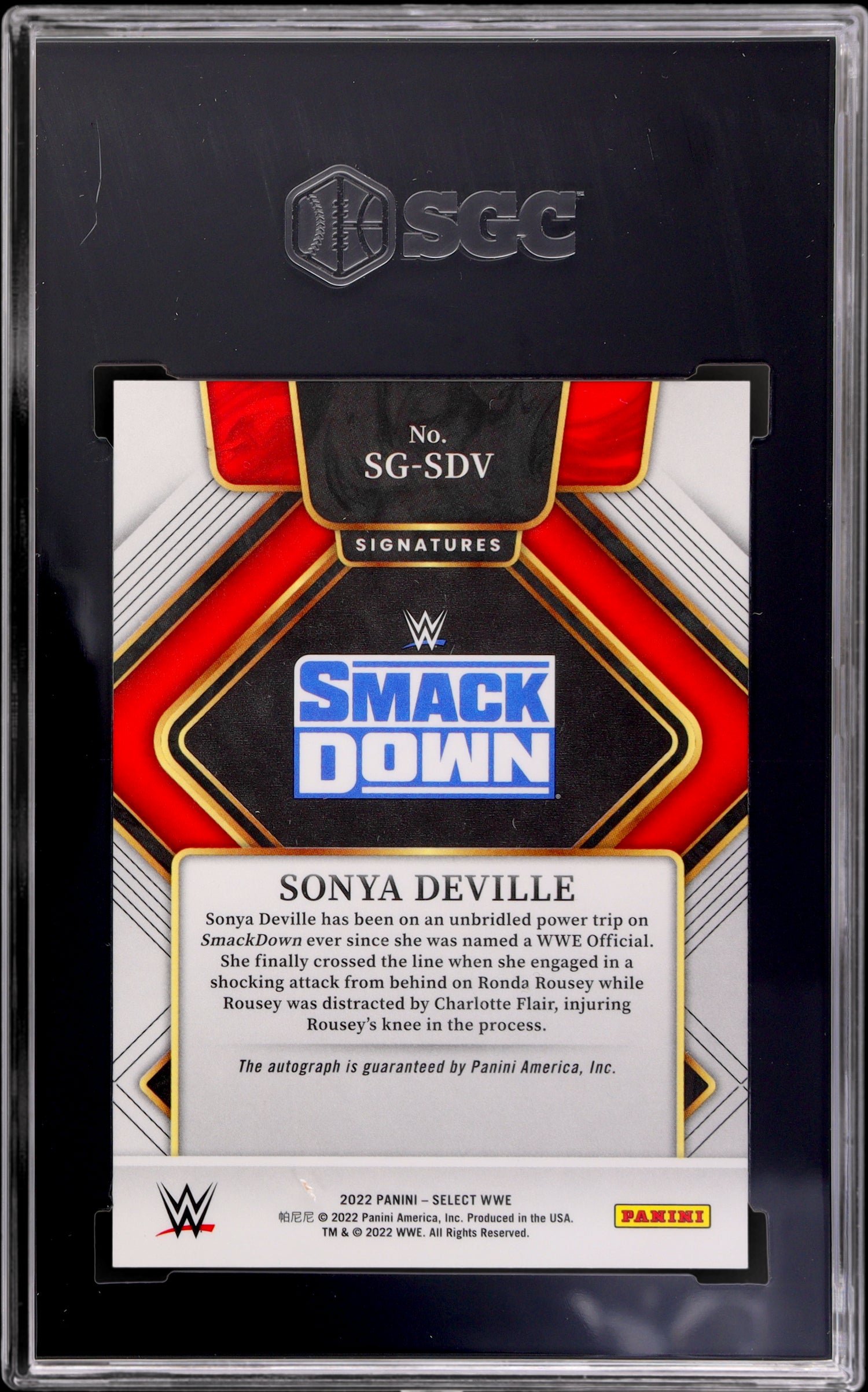 2022 Panini Select WWE Signatures Sonya Deville #SG-SDV SGC 10 Auto