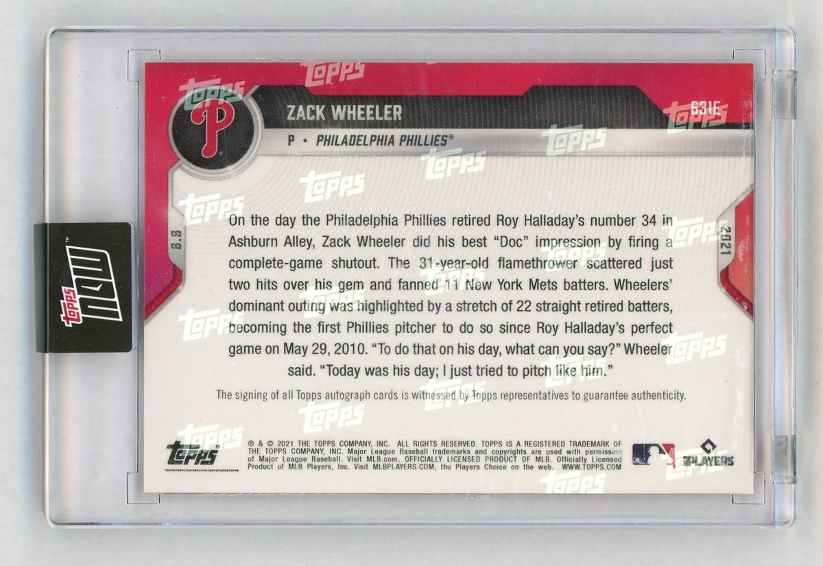 2021 Topps Now #631E Zack Wheeler Orange Auto SSP /5