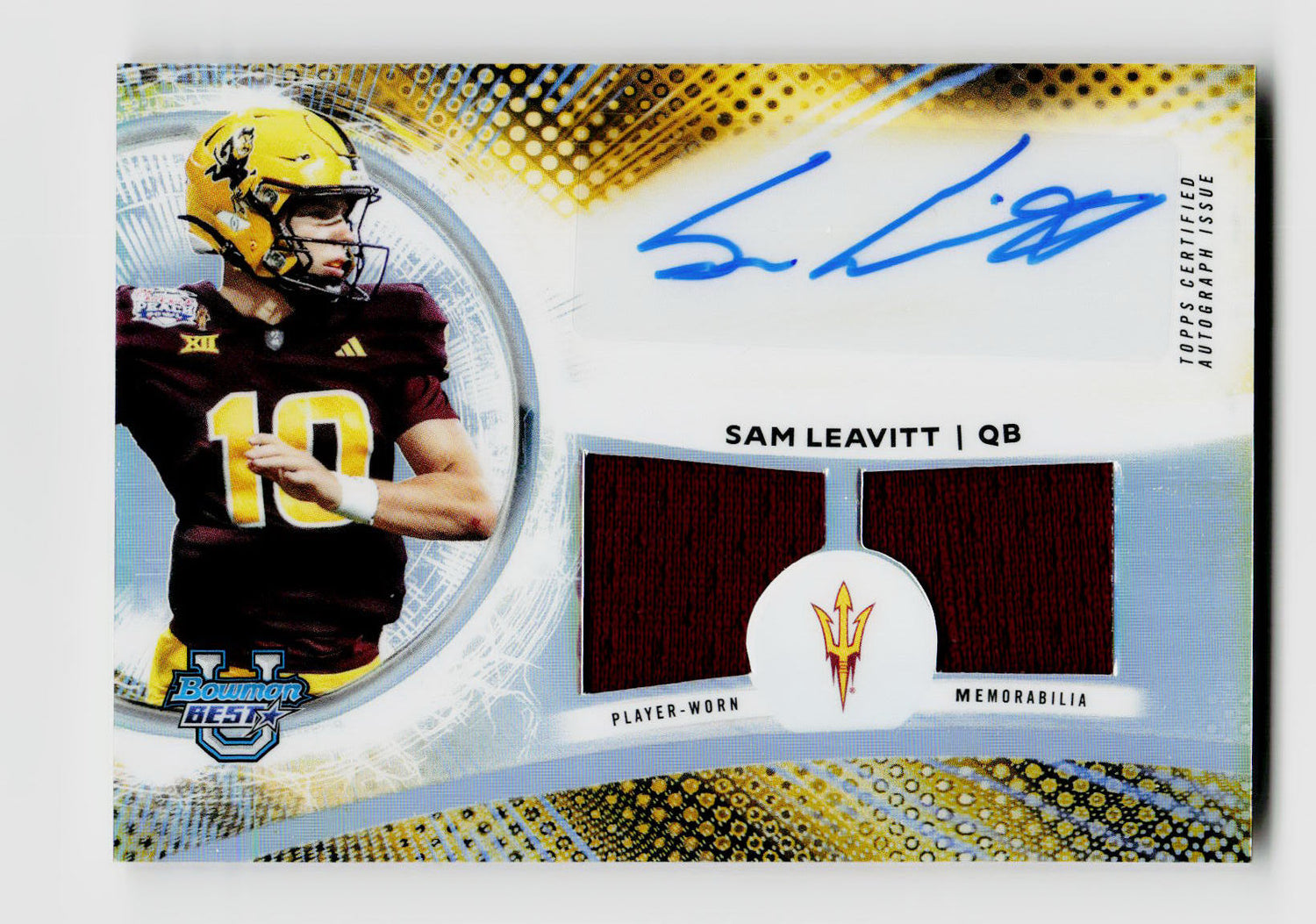 2025 Bowman U Best Sam Leavitt Player-Worn Patch Auto