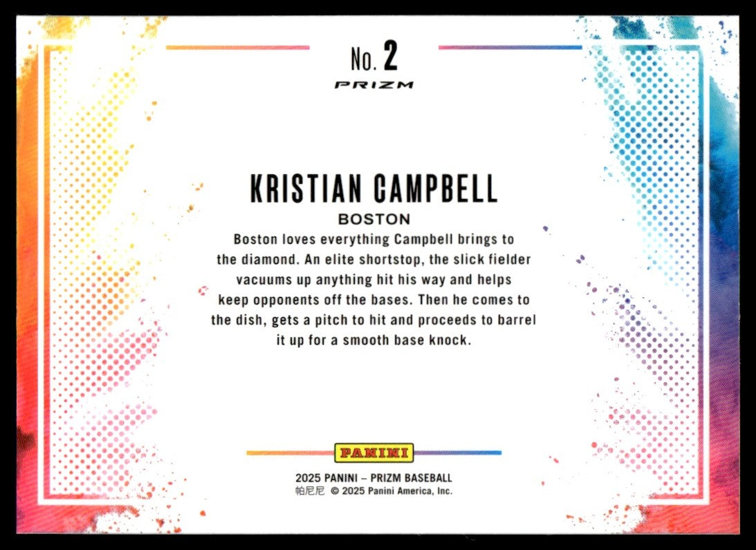 2025 Prizm #2 Kristian Campbell Rookie RC Color Blast SSP