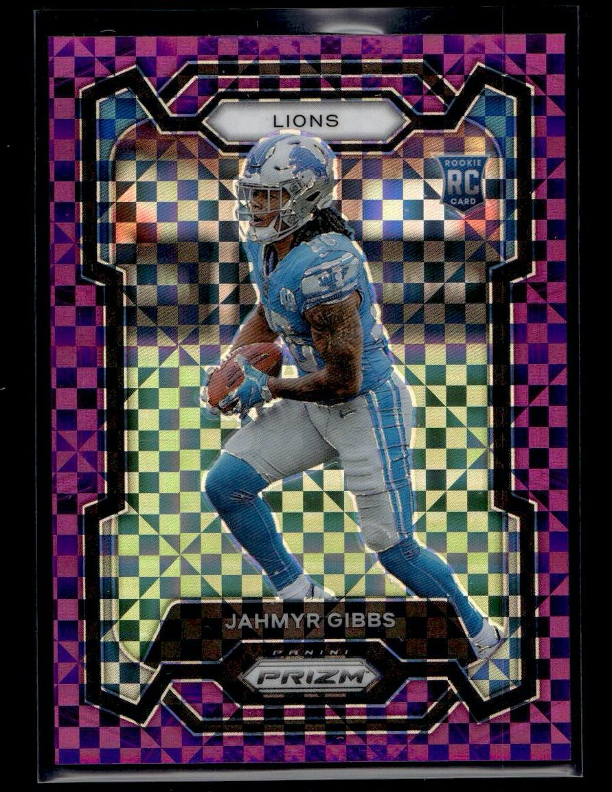 2023 Panini Prizm Purple Checkerboard Jahmyr Gibbs #331 RC /49