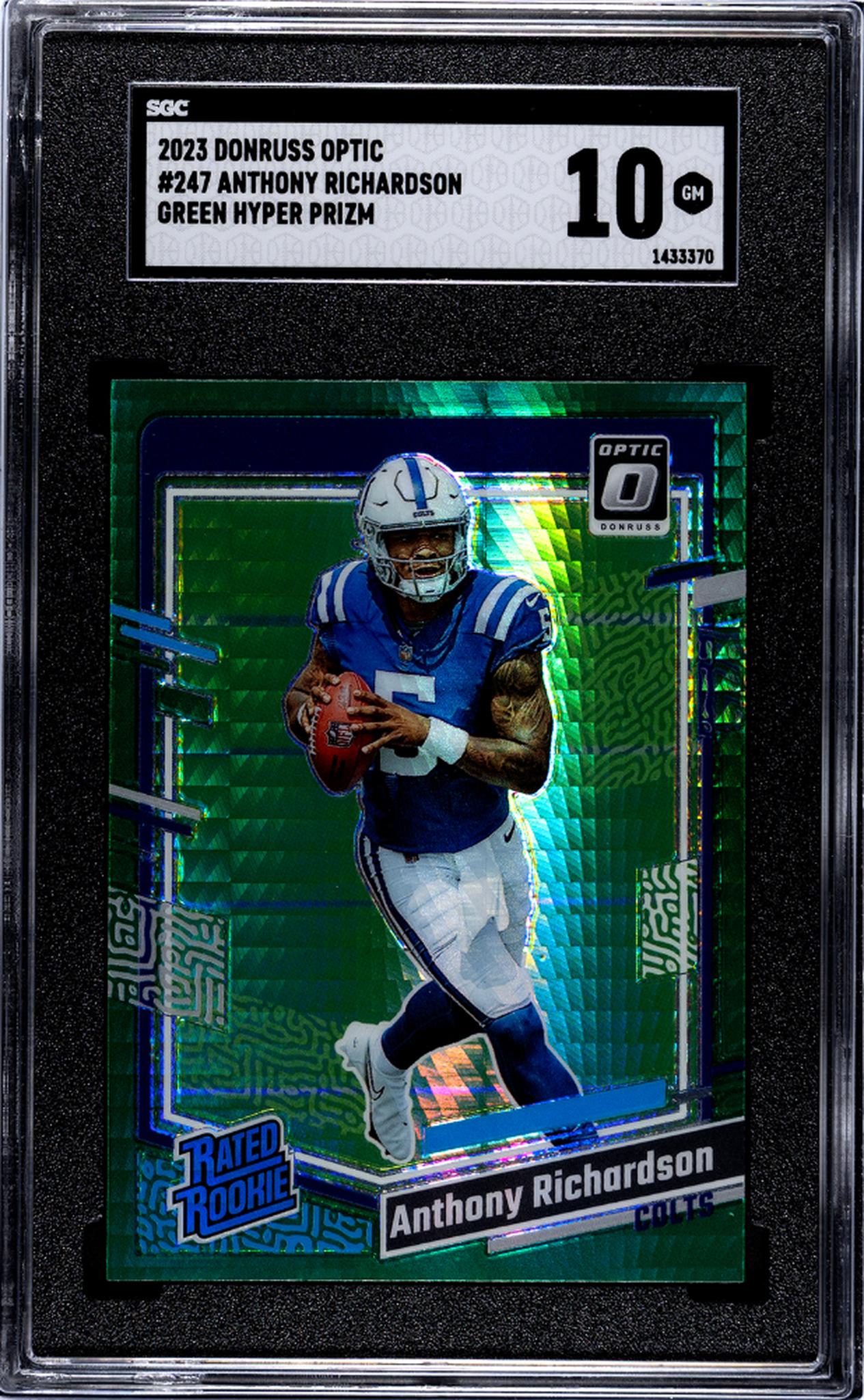 2023 Donruss Optic #247 Anthony Richardson Green Hyper Prizm SGC 10