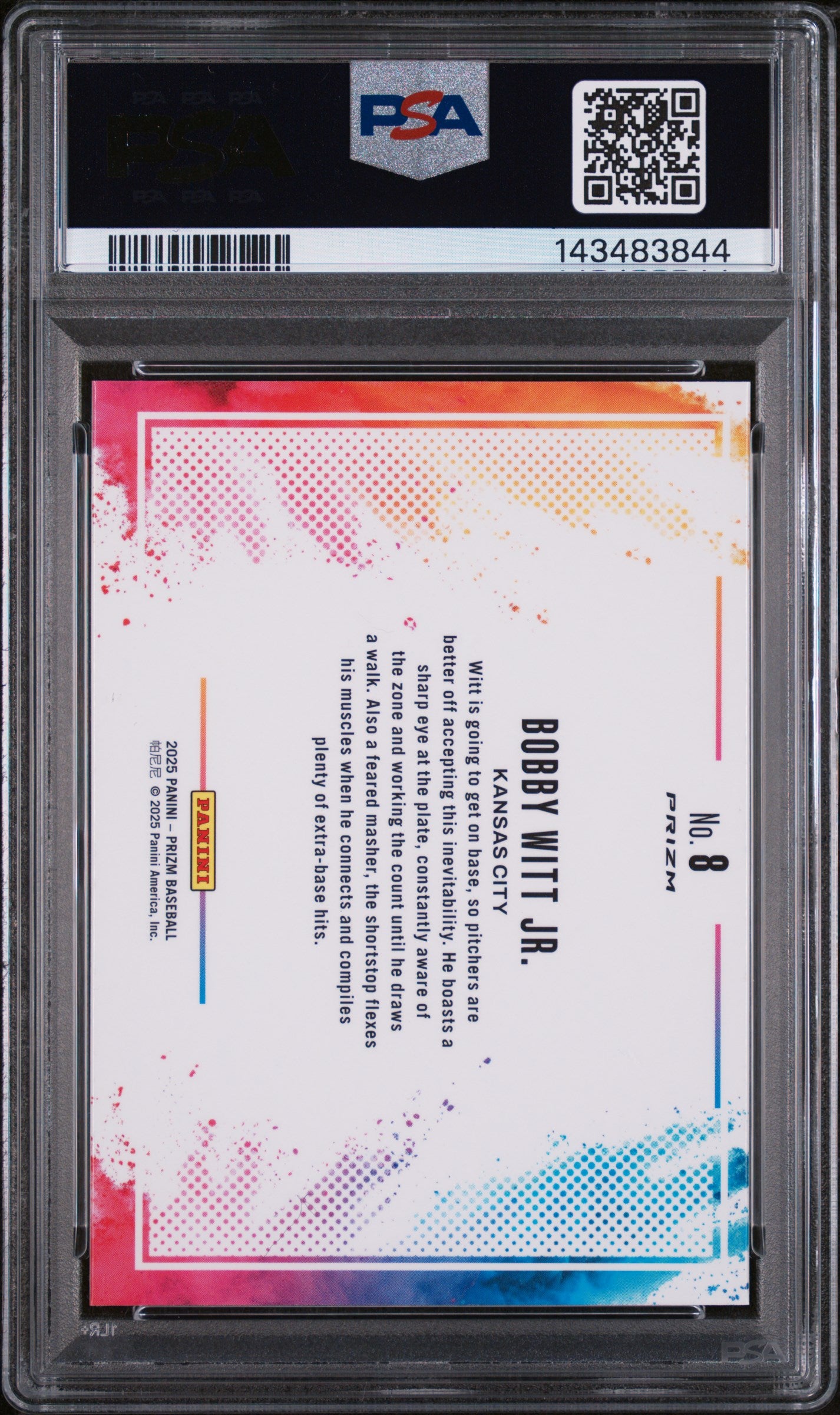 2025 Panini Prizm Color Blast Bobby Witt Jr. #8 PSA 10