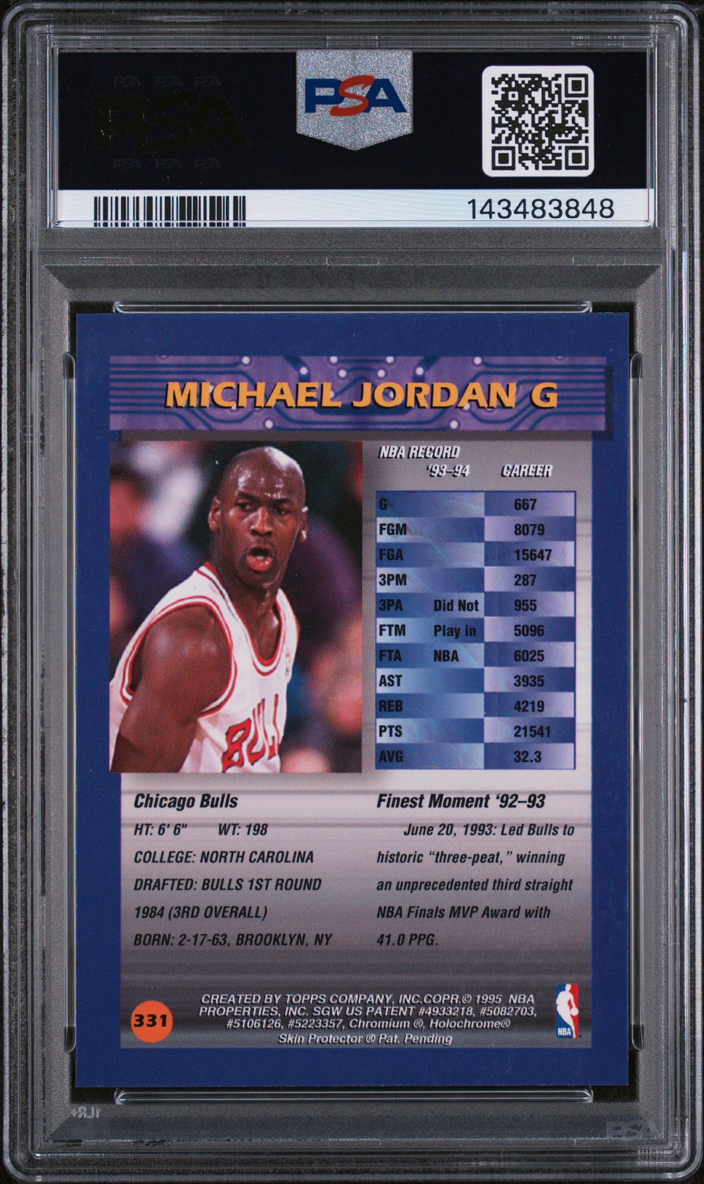 1994 Finest With Coating Michael Jordan #331 PSA 8