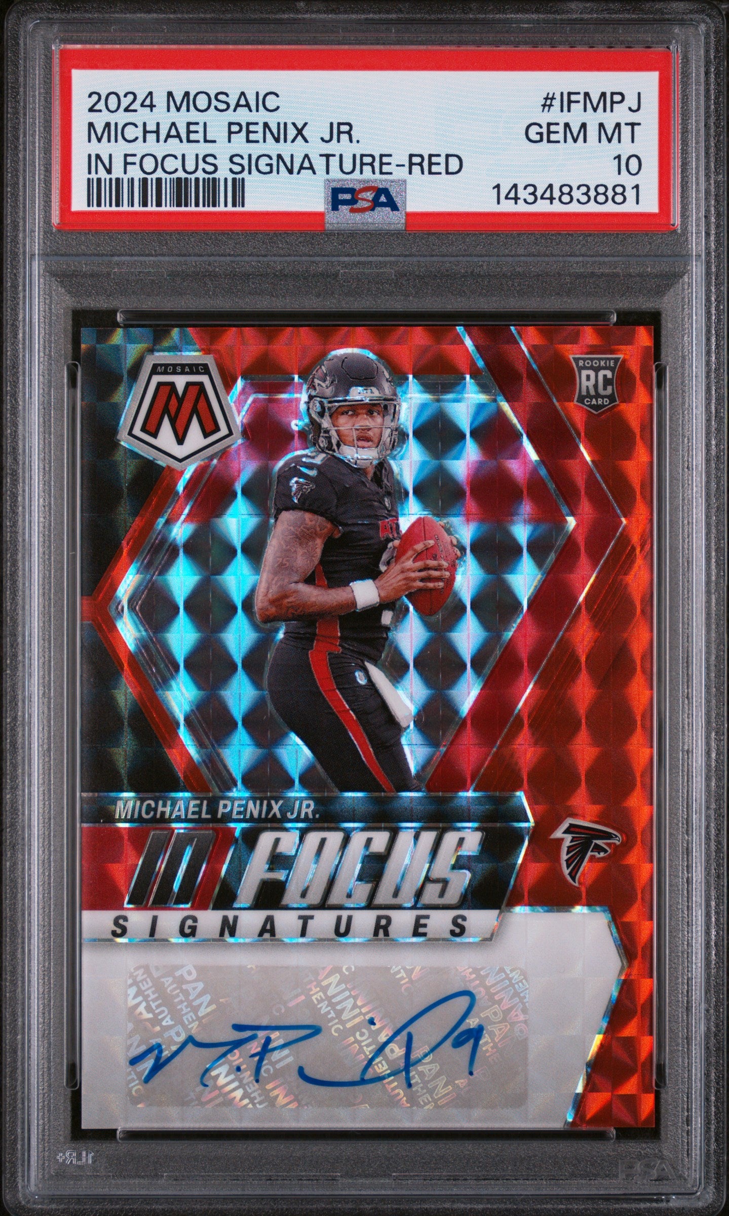 2024 Panini Mosaic In Focus Signatures Red Michael Penix Jr. #IFMPJ /199 PSA 10