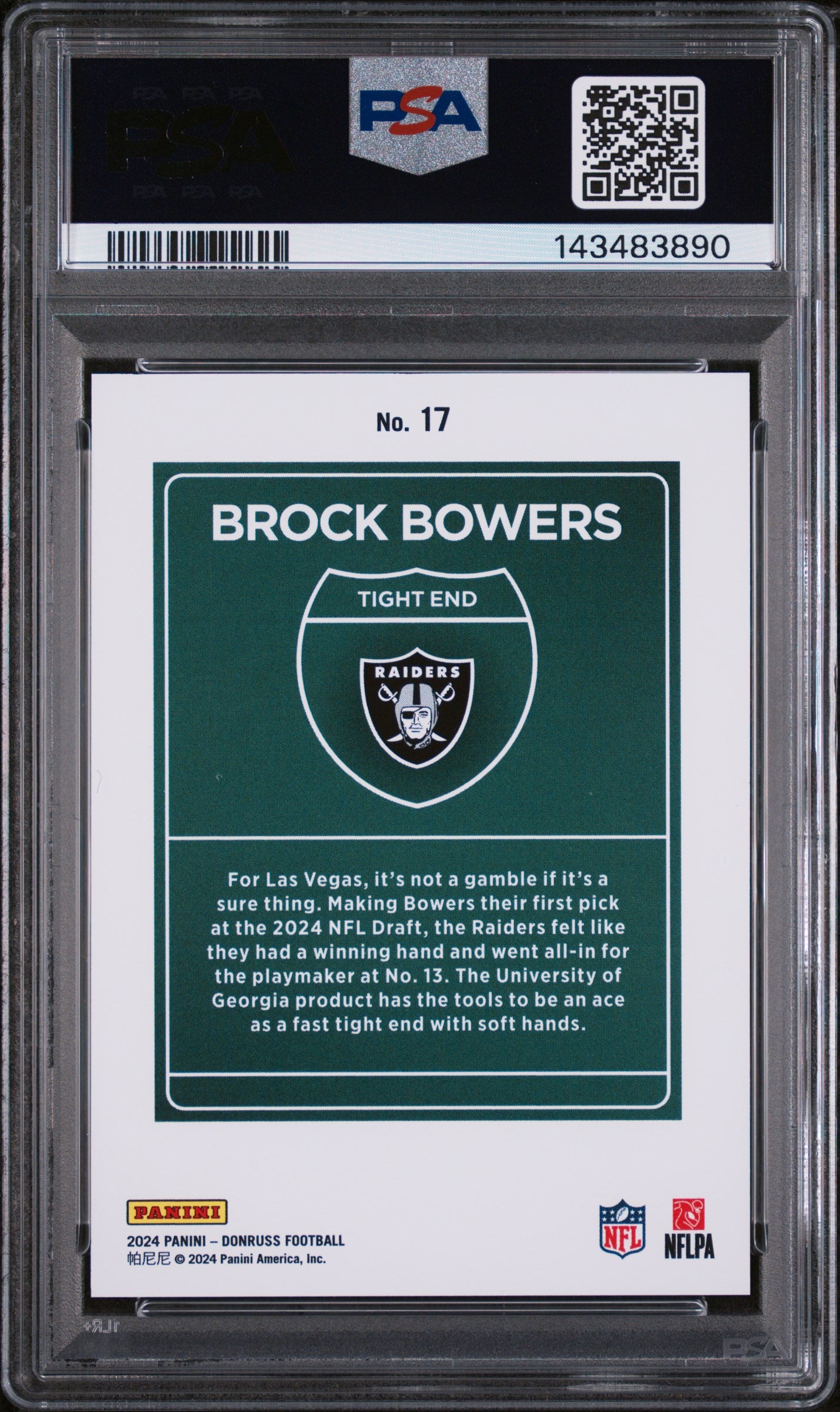 2024 Panini Donruss Downtown Brock Bowers #17 PSA 10