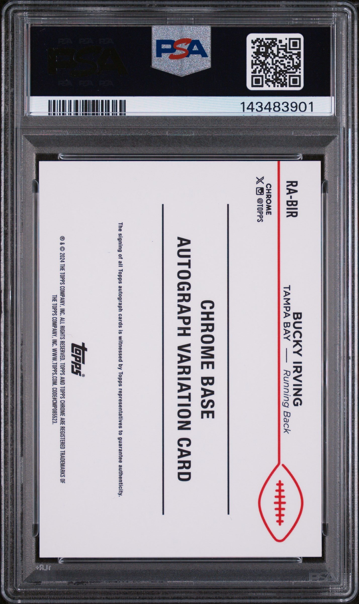 2024 Topps Chrome Rookie Autographs Variations Yellow Geometric Bucky Irving #RABIR /75 PSA 10