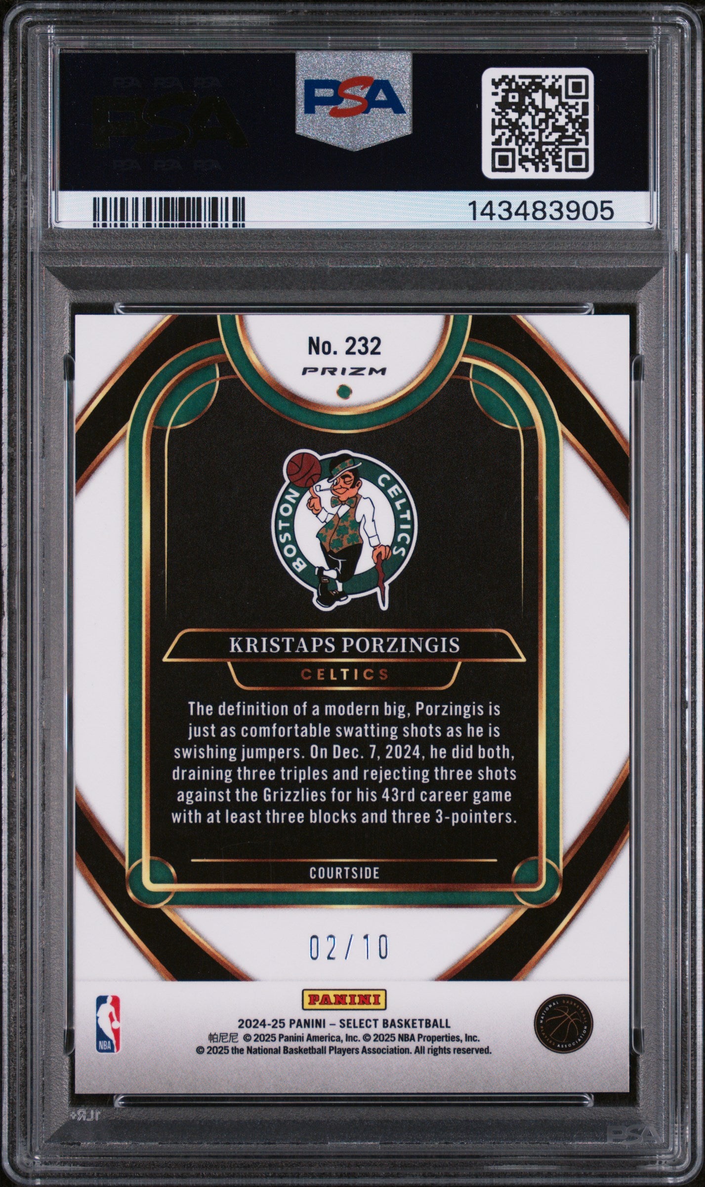 2024 Select Gold Disco Kristaps Porzingis #232 /10 PSA 8