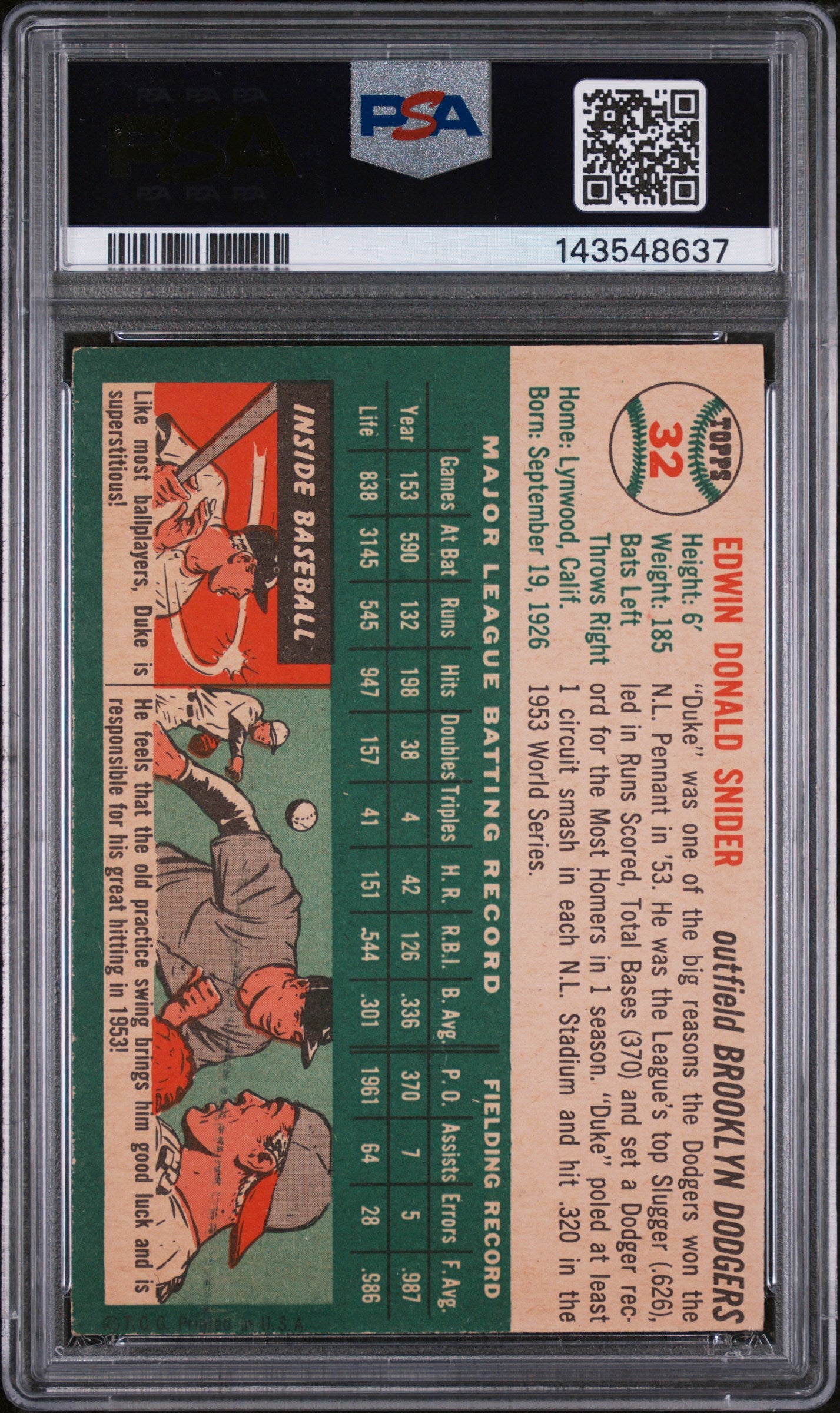 1954 Topps Duke Snider #32 PSA 6