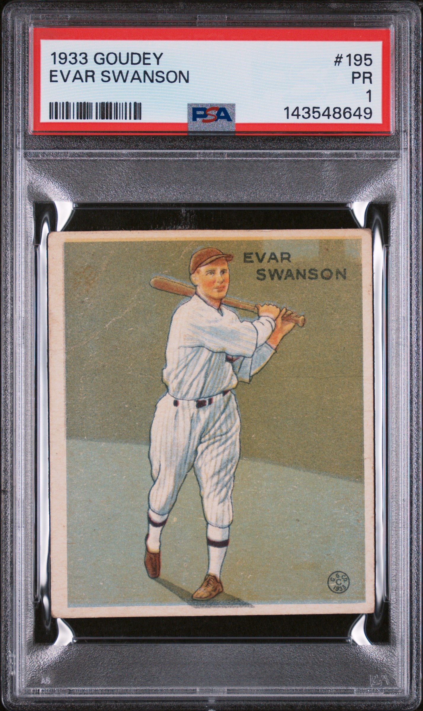 1933 Goudey Heads-Up Evar Swanson #195 PSA 1