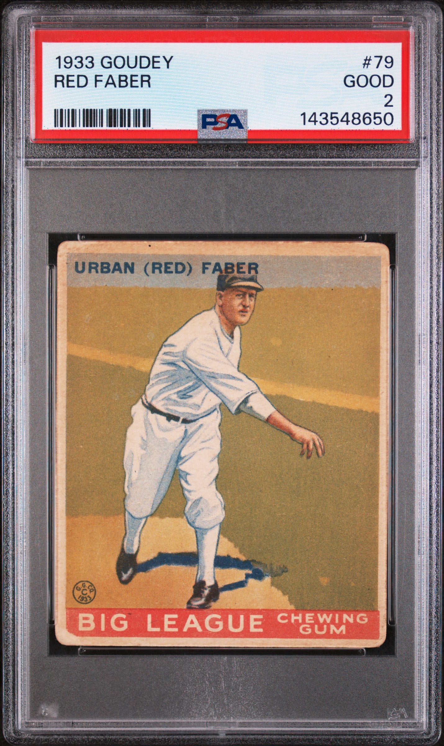 1933 Goudey Red Faber #79 PSA 2