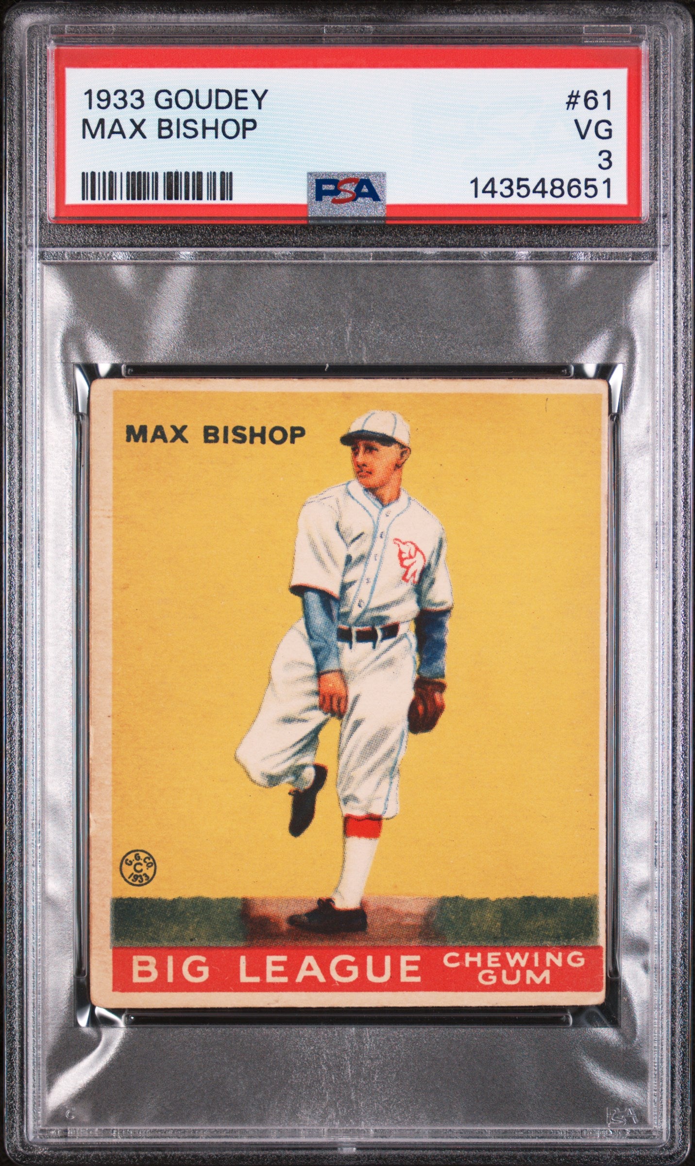 1933 Goudey Heads-Up Max Bishop #61 PSA 3