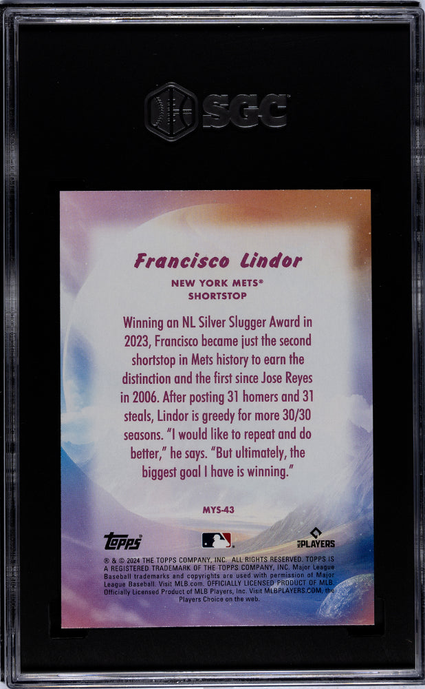 2024 Topps Update #MYS-43 Francisco Lindor Mystical SGC 9.5