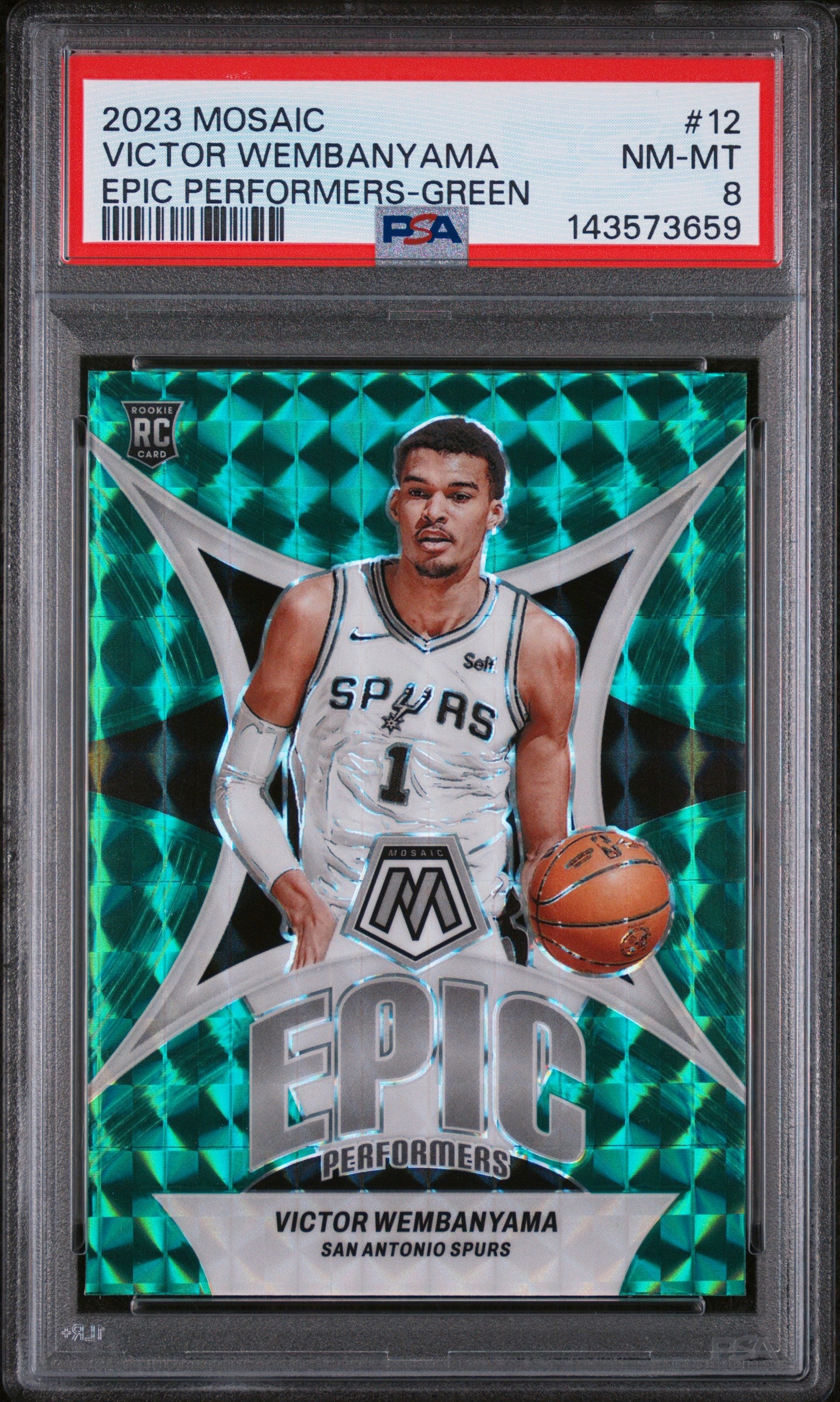 2023 Panini Mosaic Epic Performers Green Victor Wembanyama #12 PSA 8
