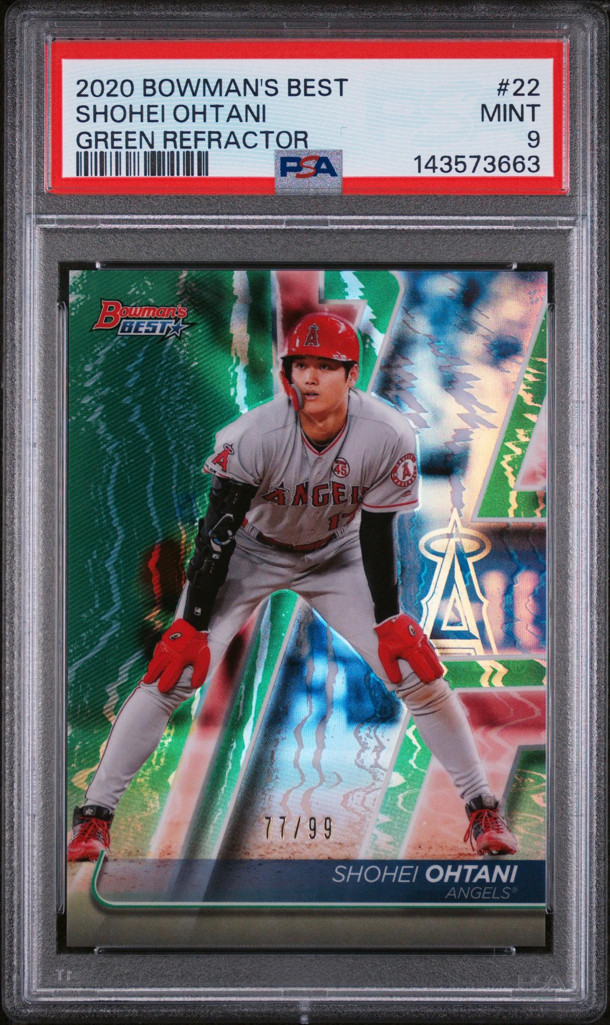 2020 Bowman's Best Green Refractor Shohei Ohtani #22 /99 PSA 9