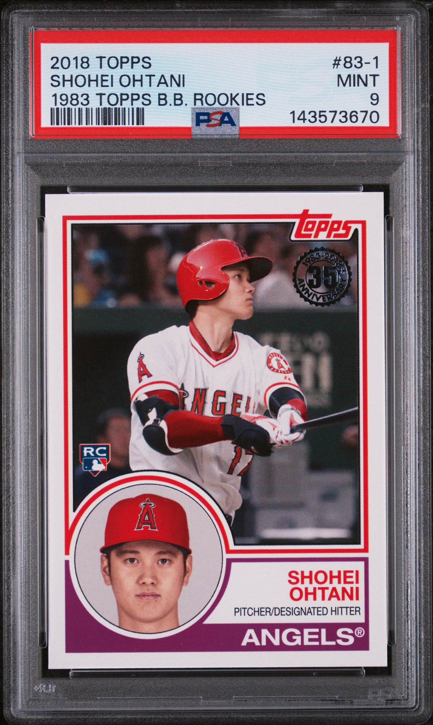 2018 Topps '83 Rookies Shohei Ohtani #83-1 PSA 9
