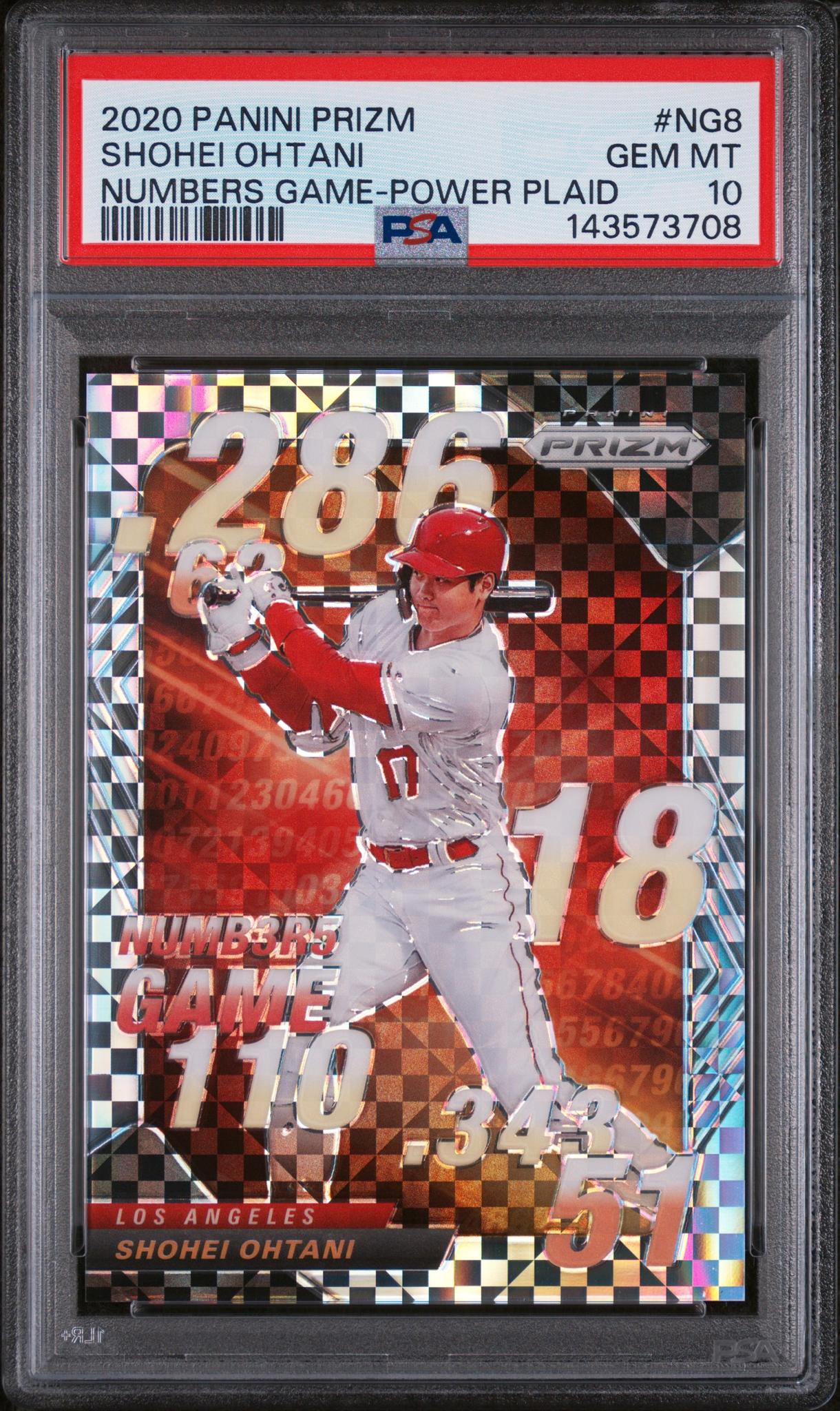 2020 Panini Prizm Numbers Game Power Plaid Shohei Ohtani #NG8 /75 PSA 10