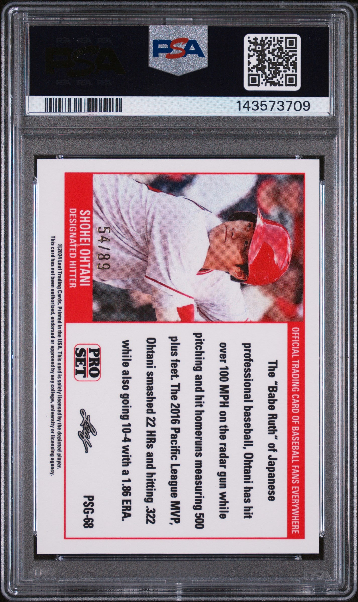 2023 Leaf Web Exclusives Pro Set Red Shohei Ohtani #PSG68 /89 PSA 9