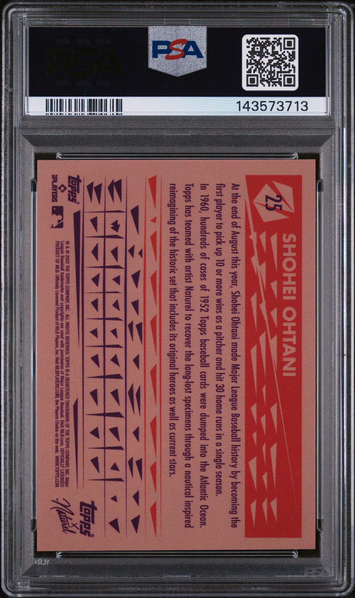 2022 Topps X Naturel 1952 Shohei Ohtani #25 PSA 9