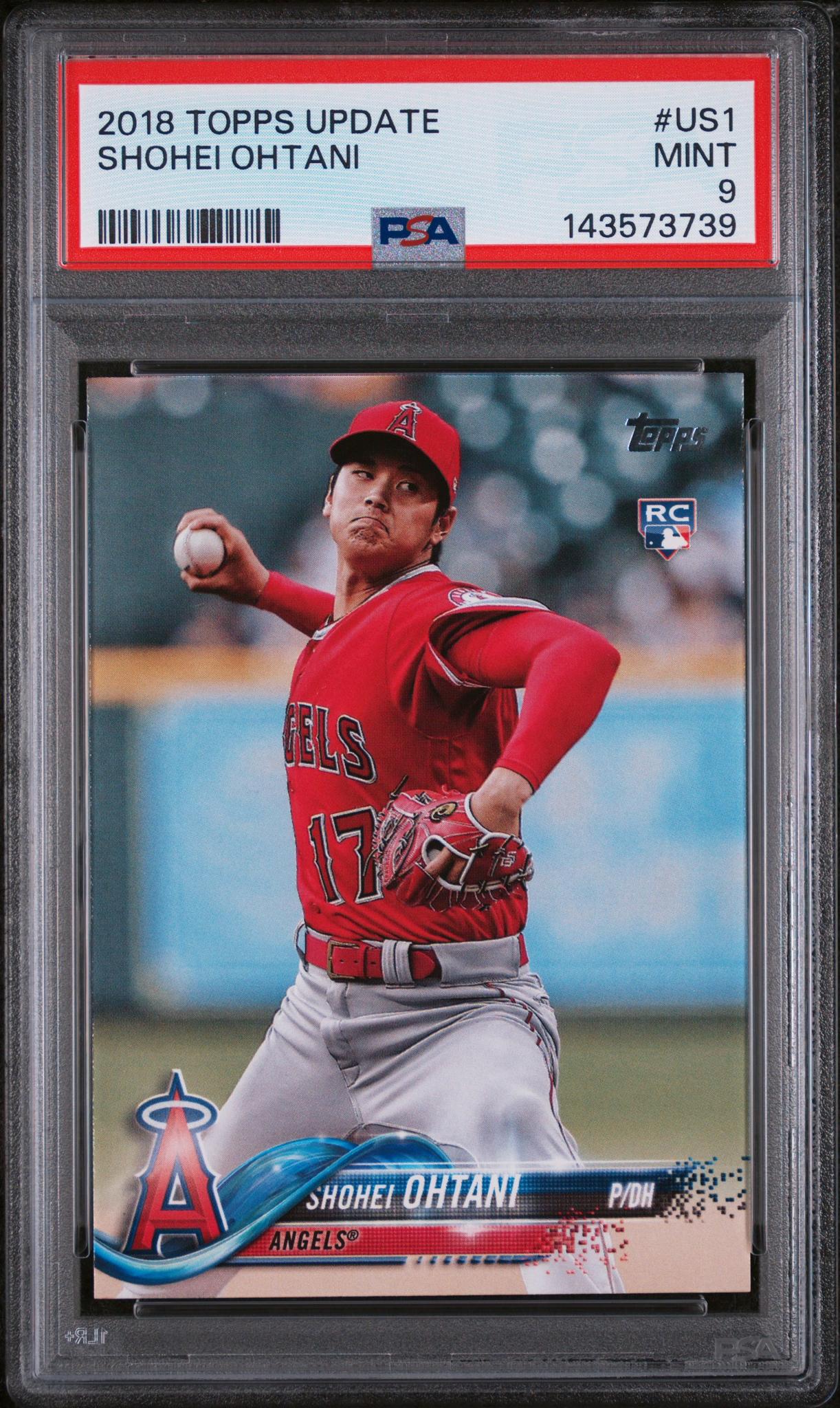 2018 Topps Update Pitching In Red Jersey Shohei Ohtani #US1 PSA 9